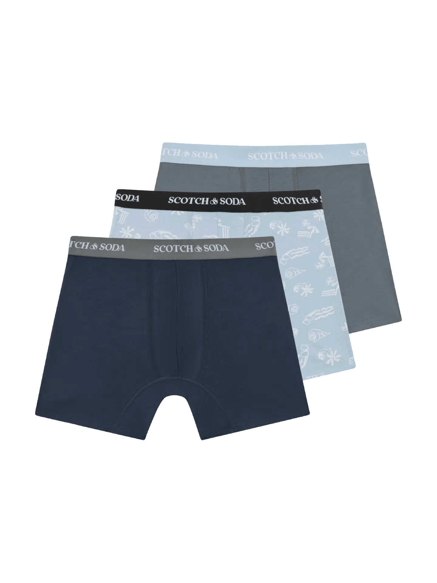 3Pk Mens Solid Cotton Stretch Boxer Brief Underwear - Scotch & Soda South Africa
