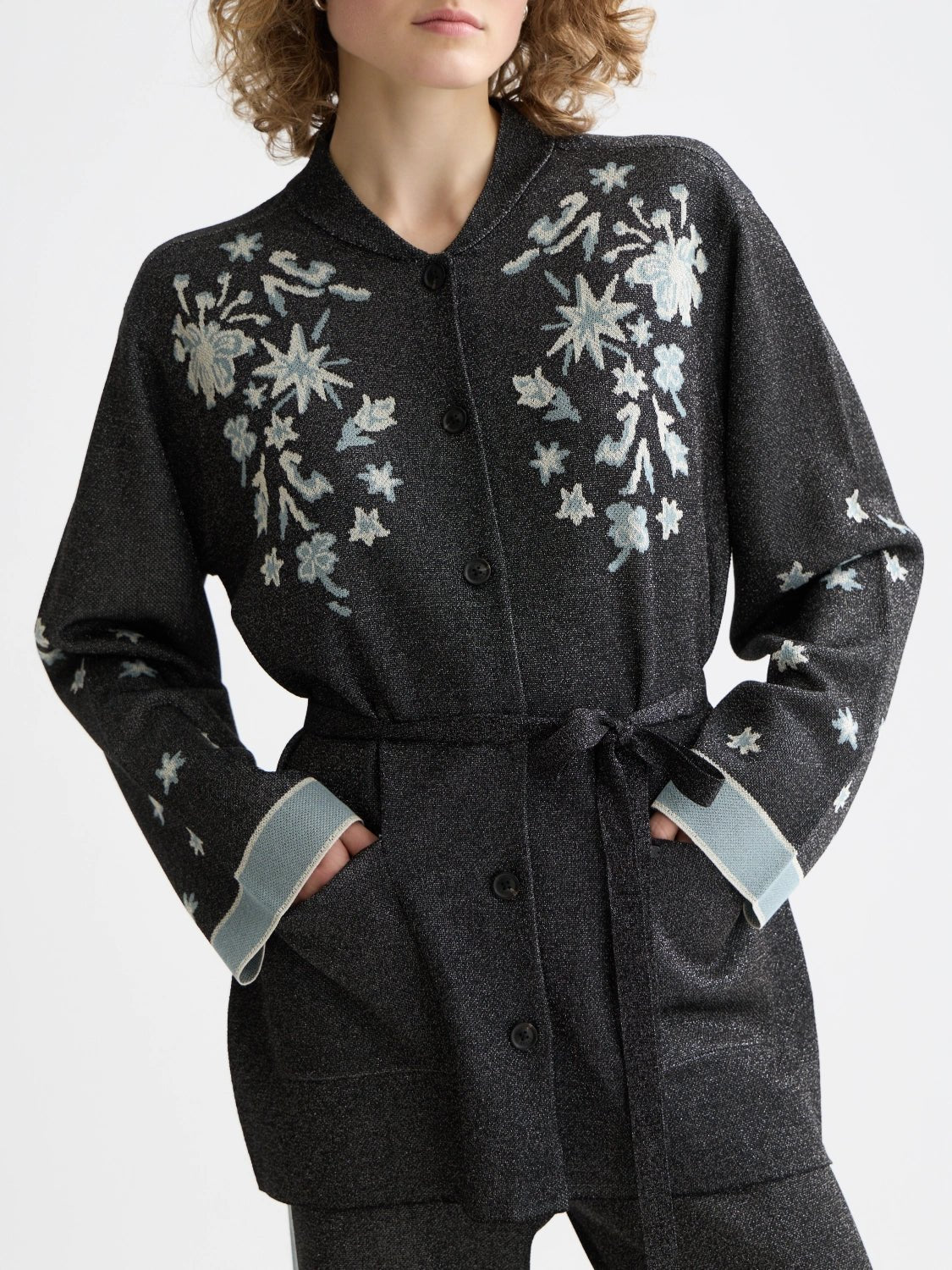 40 Years Jacquard Belted Knitted Jacket - Scotch & Soda South Africa