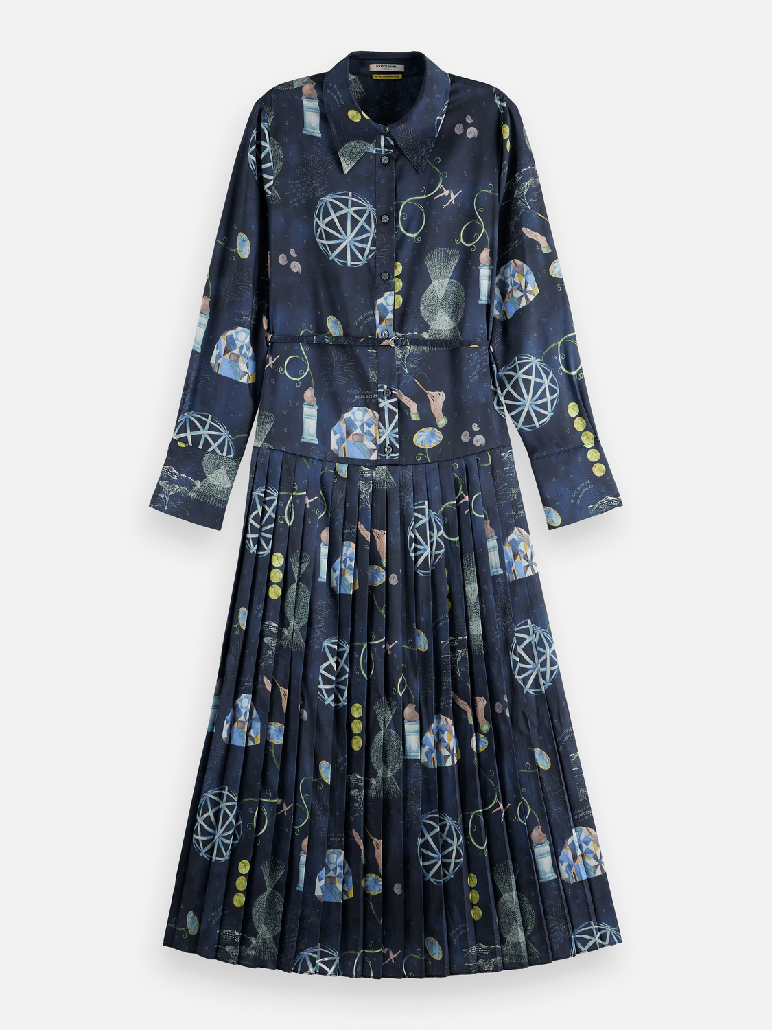 Belted Shirt Midi Dress With Pleated Hem - Scotch & Soda South Africa