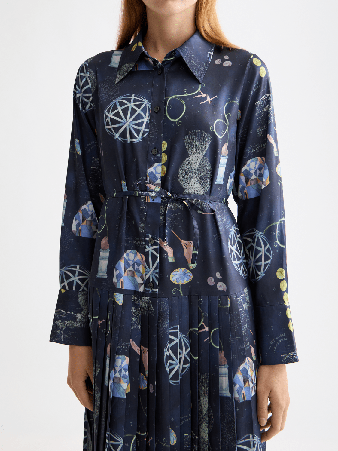 Belted Shirt Midi Dress With Pleated Hem - Scotch & Soda South Africa