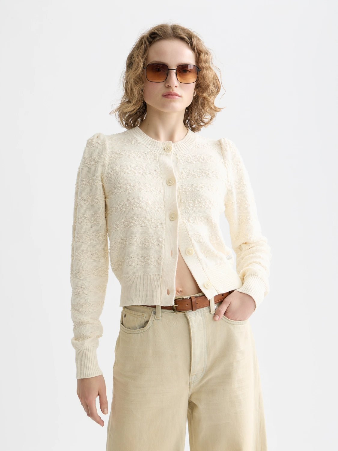 Bouclé Stripe Crew Neck Cardigan - Scotch & Soda South Africa