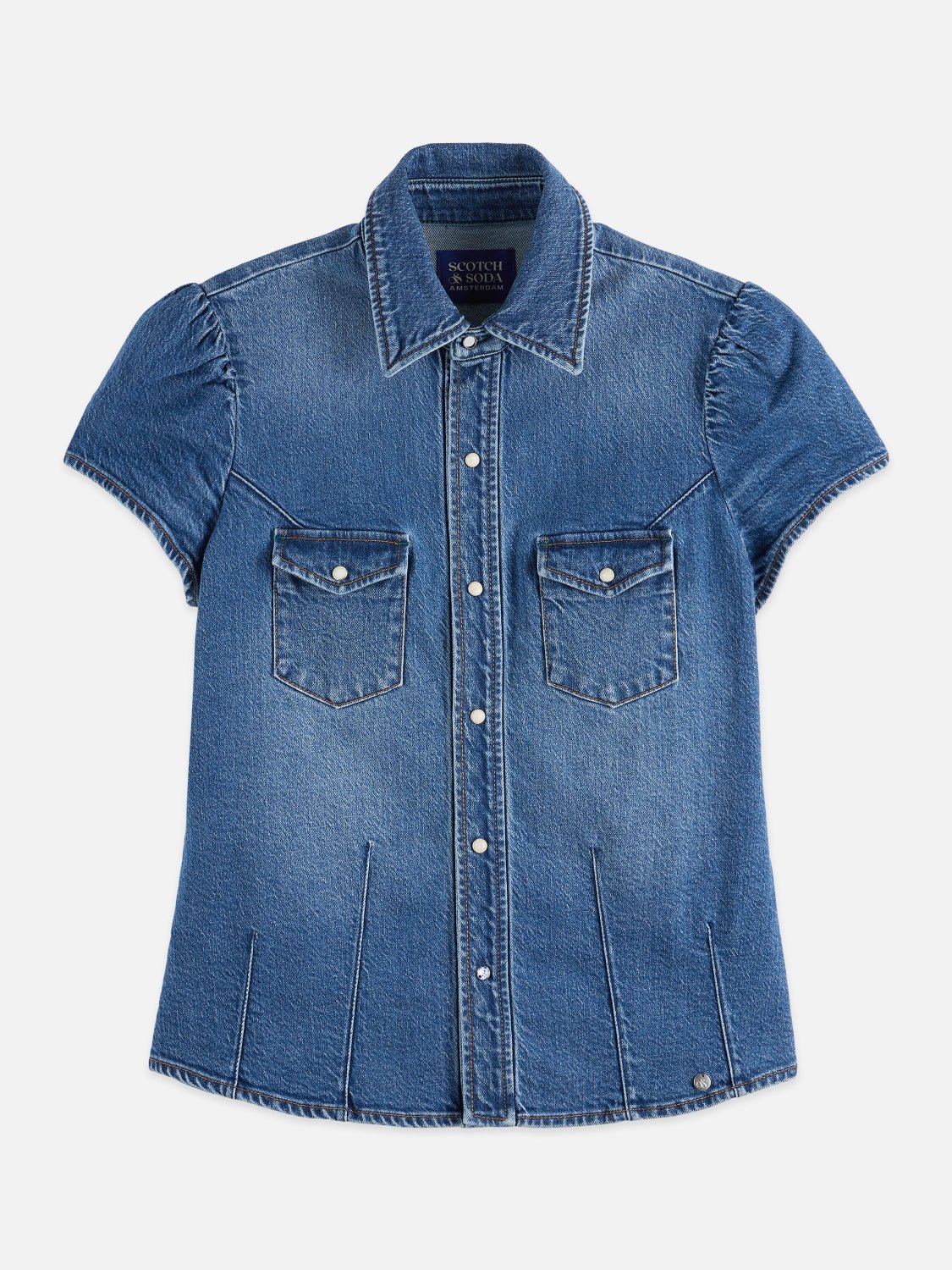 Cap Sleeve Fitted Denim Shirt - Scotch & Soda South Africa