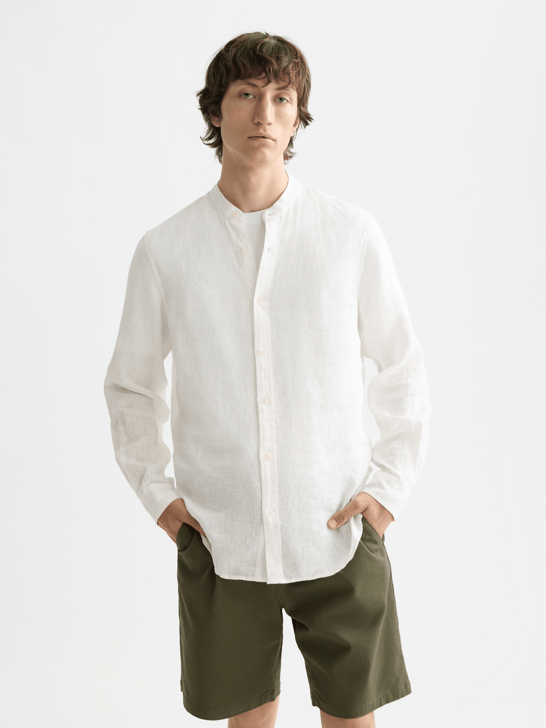 Core - Linen Shirt Ls Stand Up Collar - Scotch & Soda South Africa