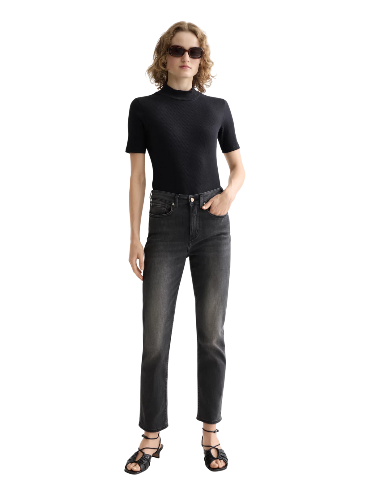 Core Mock Neck Rib T-Shirt - Scotch & Soda South Africa