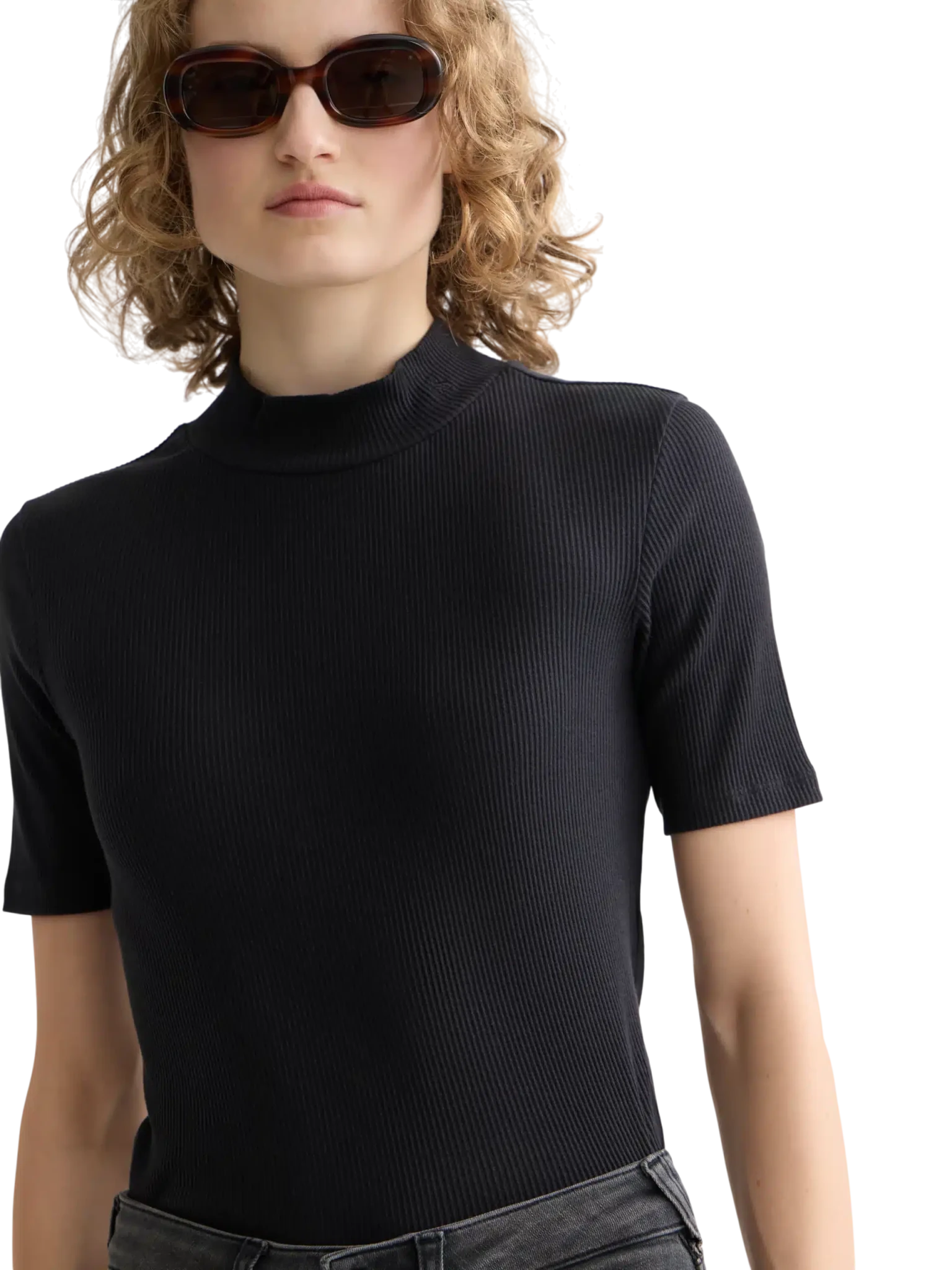 Core Mock Neck Rib T-Shirt - Scotch & Soda South Africa