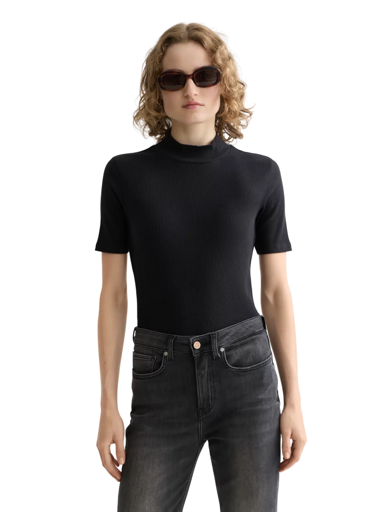 Core Mock Neck Rib T-Shirt - Scotch & Soda South Africa