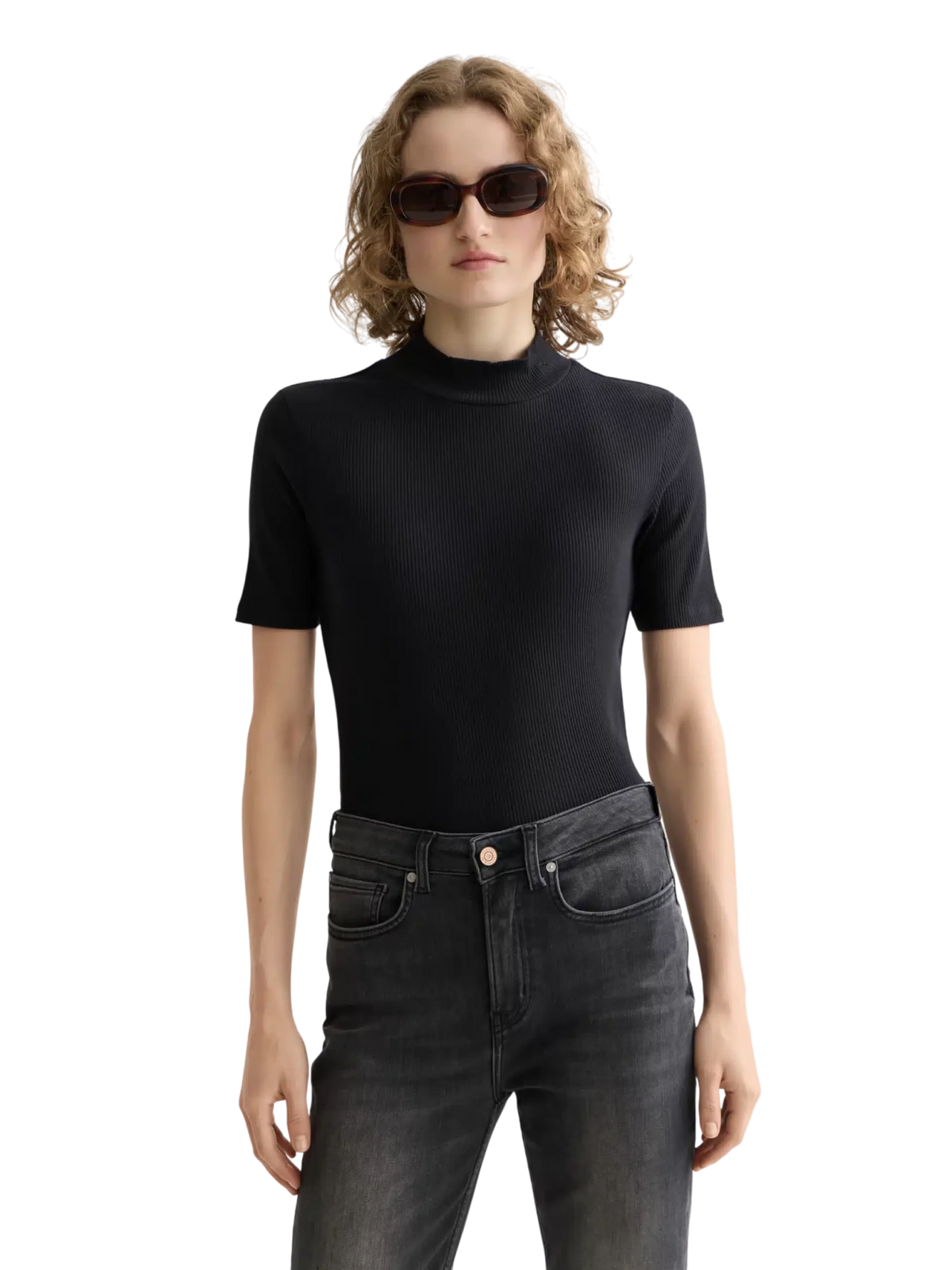 Core Mock Neck Rib T-Shirt - Scotch & Soda South Africa