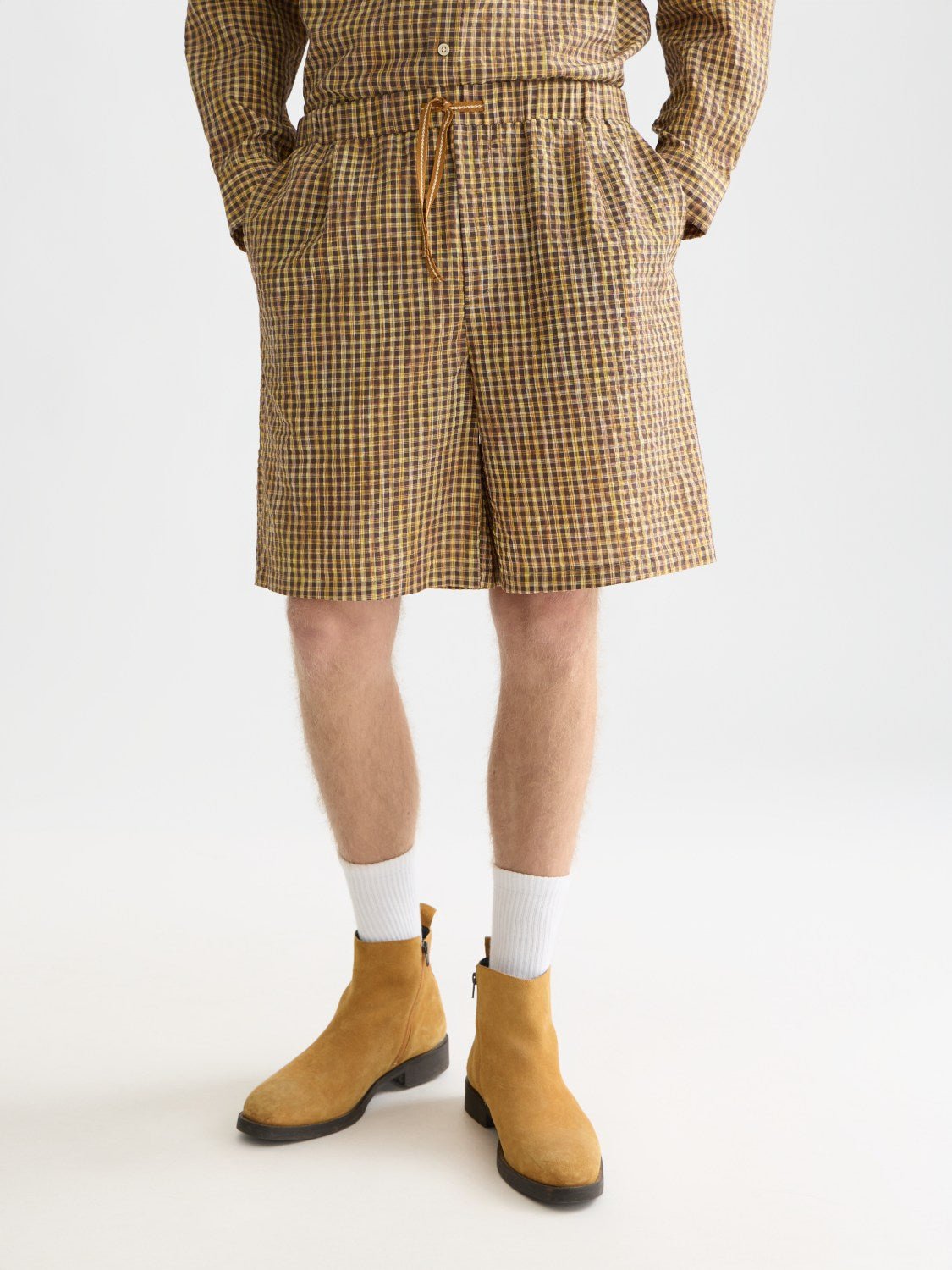 Cotton Seersucker Widefit Bermuda Shorts - Scotch & Soda South Africa