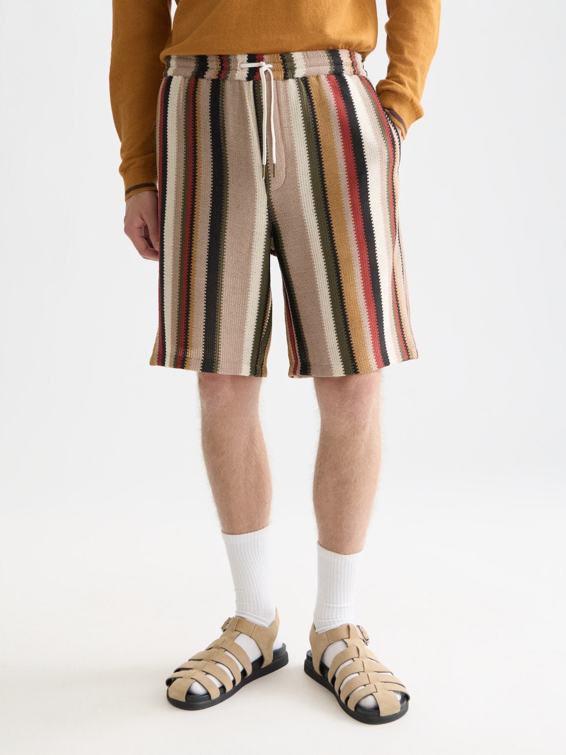 Crochet Multicolor Stripe Relaxedfit Bermuda Shorts - Scotch & Soda South Africa
