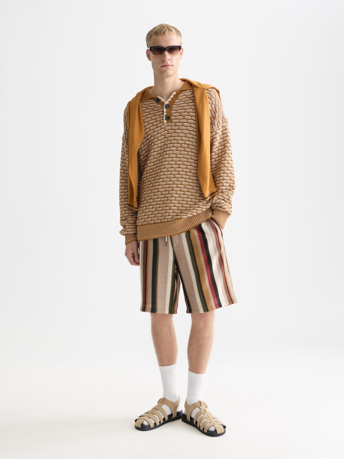 Crochet Multicolor Stripe Relaxedfit Bermuda Shorts - Scotch & Soda South Africa