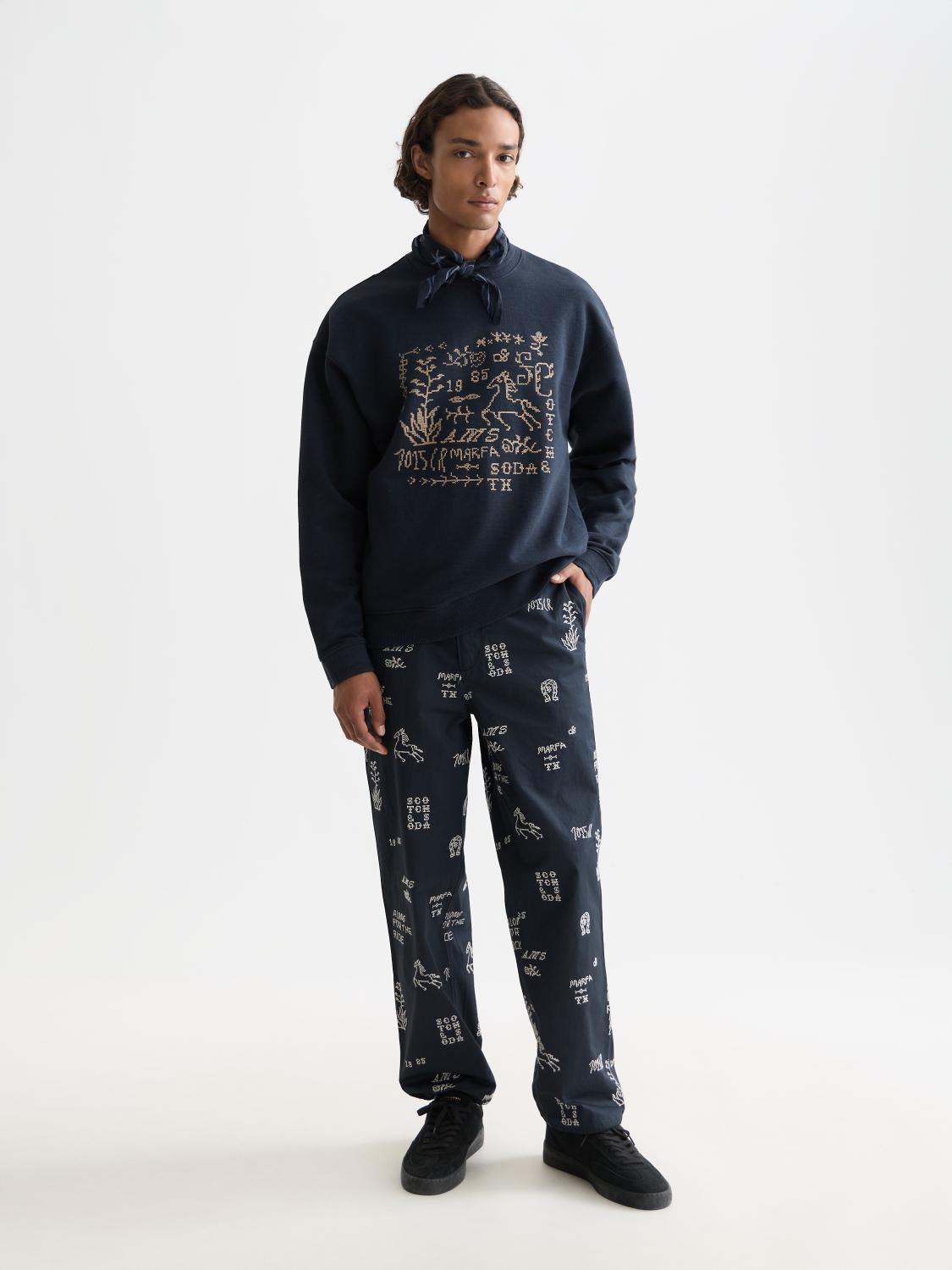 Cross Stitch Artwork Relaxed-Fit Sweatshirt - Scotch & Soda South Africa