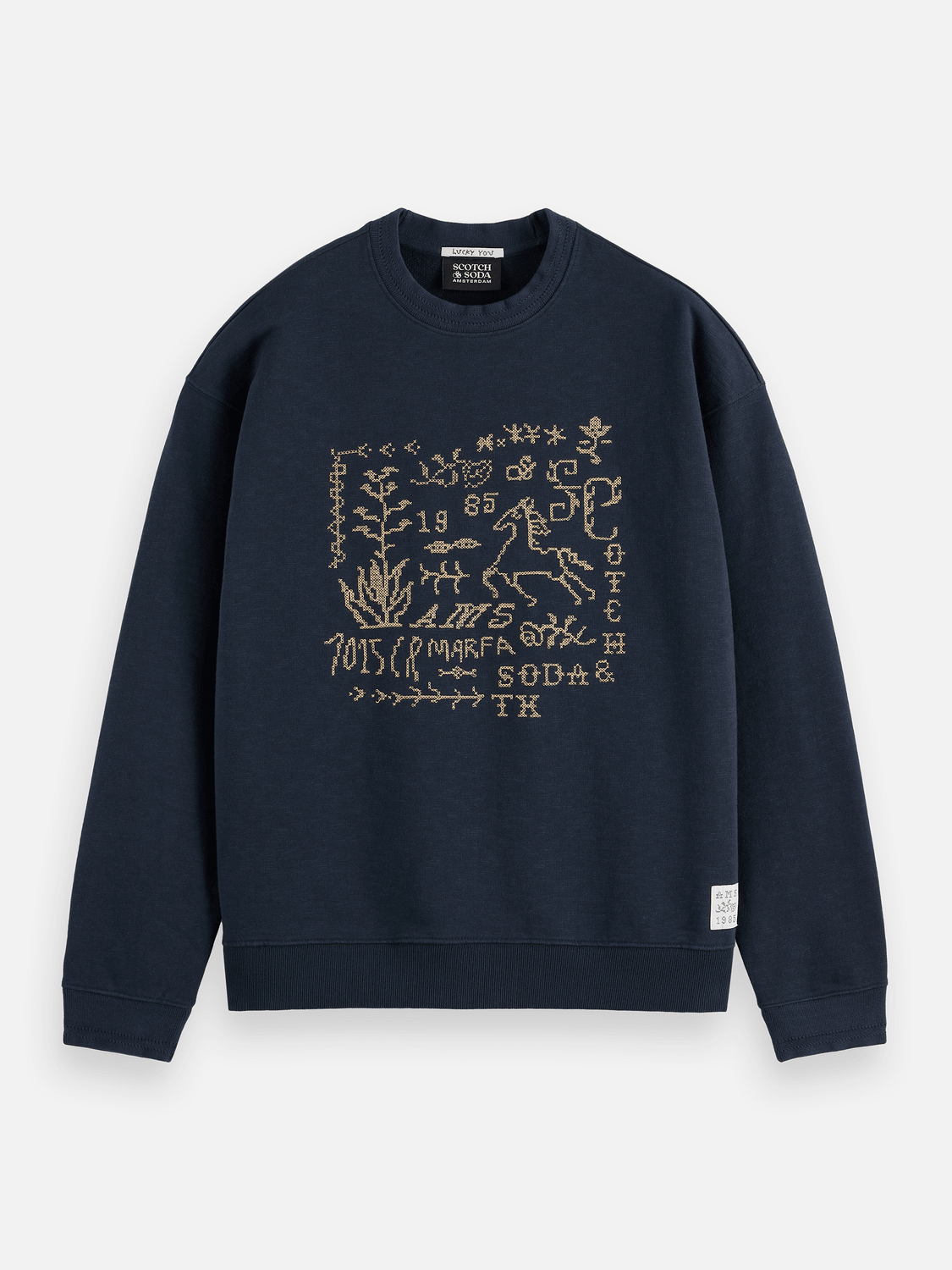 Cross Stitch Artwork Relaxed-Fit Sweatshirt - Scotch & Soda South Africa