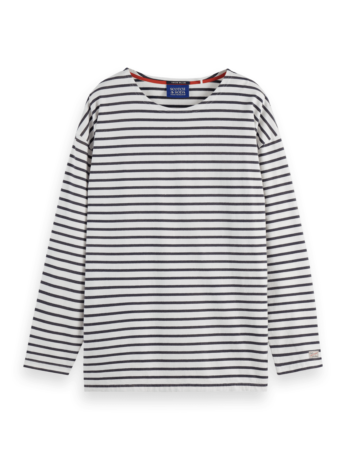 Denim Washed Long Sleeve Breton Tee - Scotch & Soda South Africa