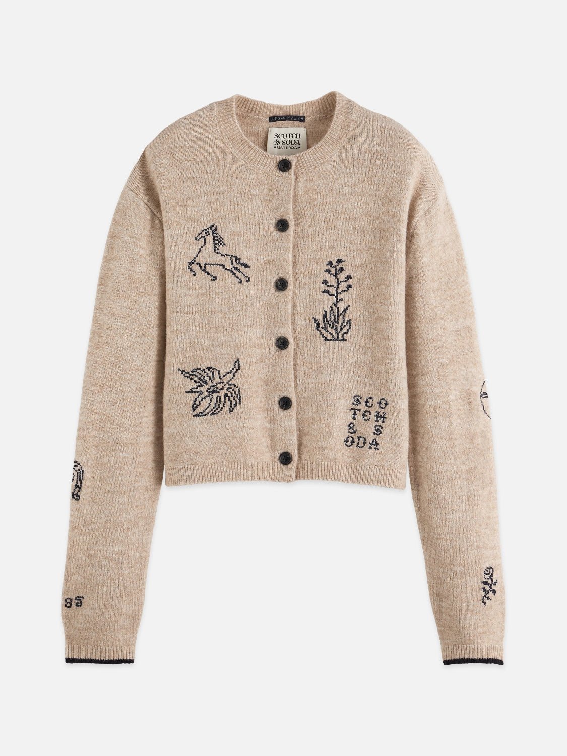 Embroidered Crew Neck Cardigan - Scotch & Soda South Africa