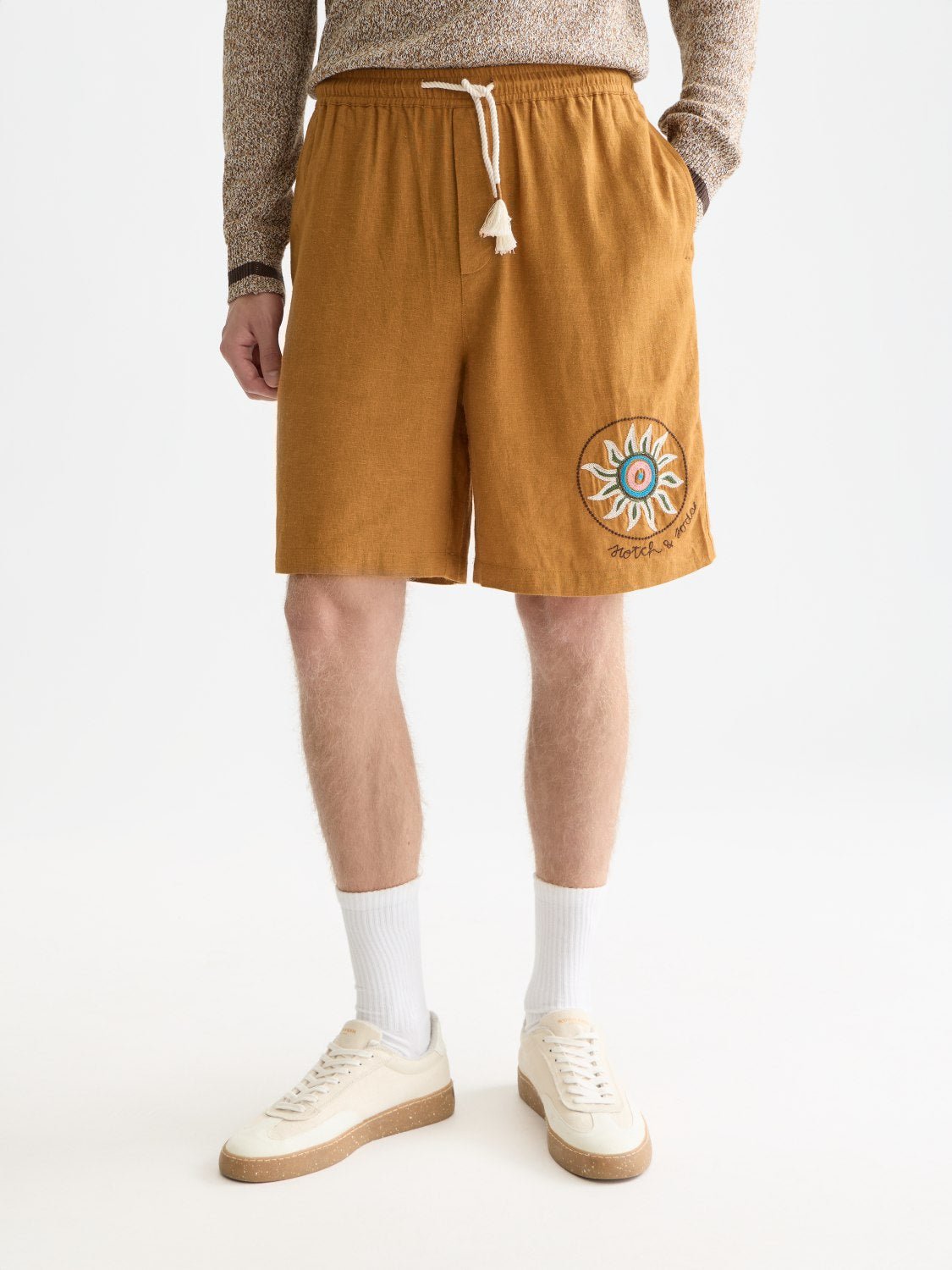 Embroidered Linenblend Widefit Bermuda Shorts - Scotch & Soda South Africa