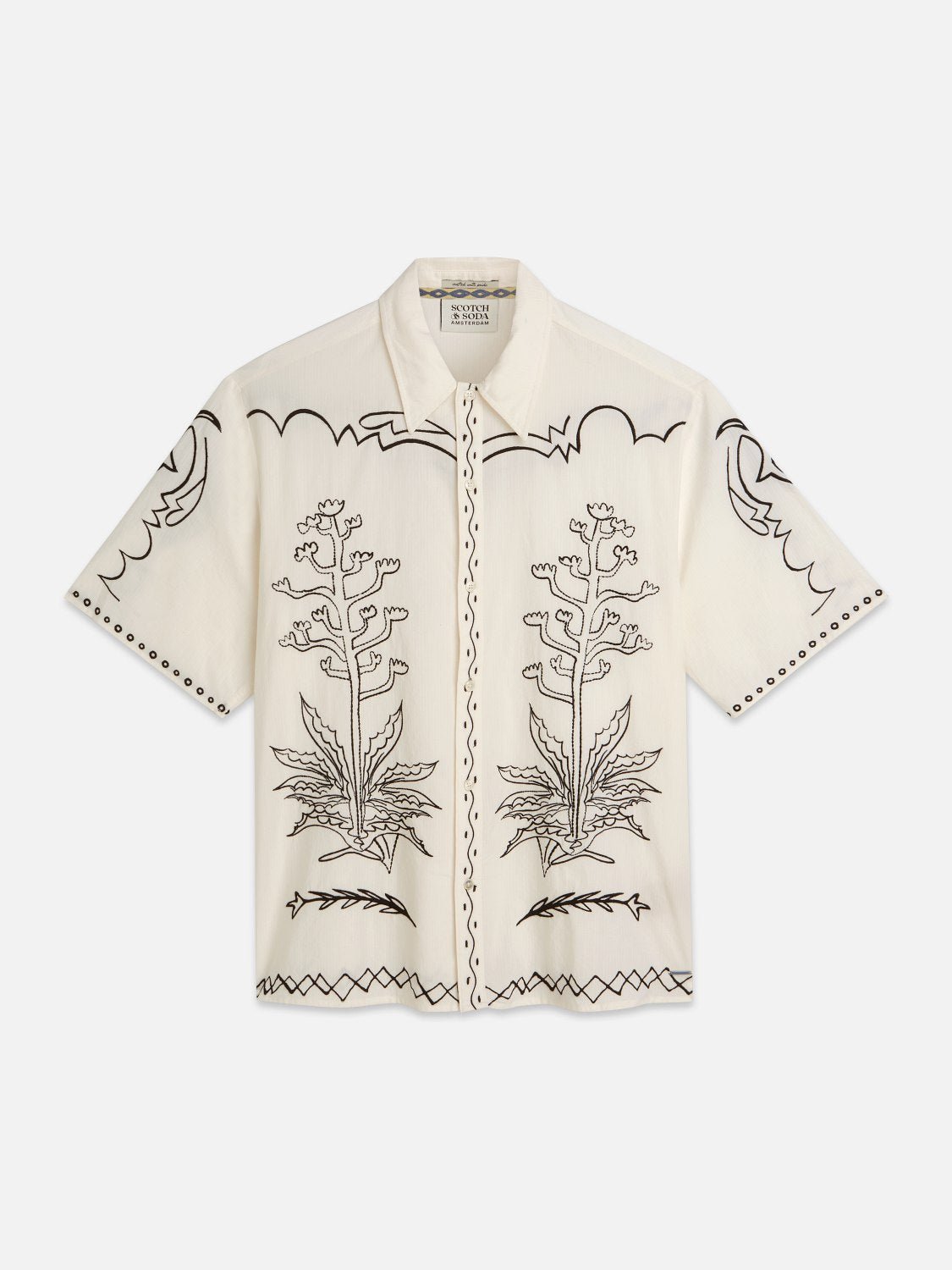Embroidered Seersucker Relaxedfit Shortsleeved Shirt - Scotch & Soda South Africa
