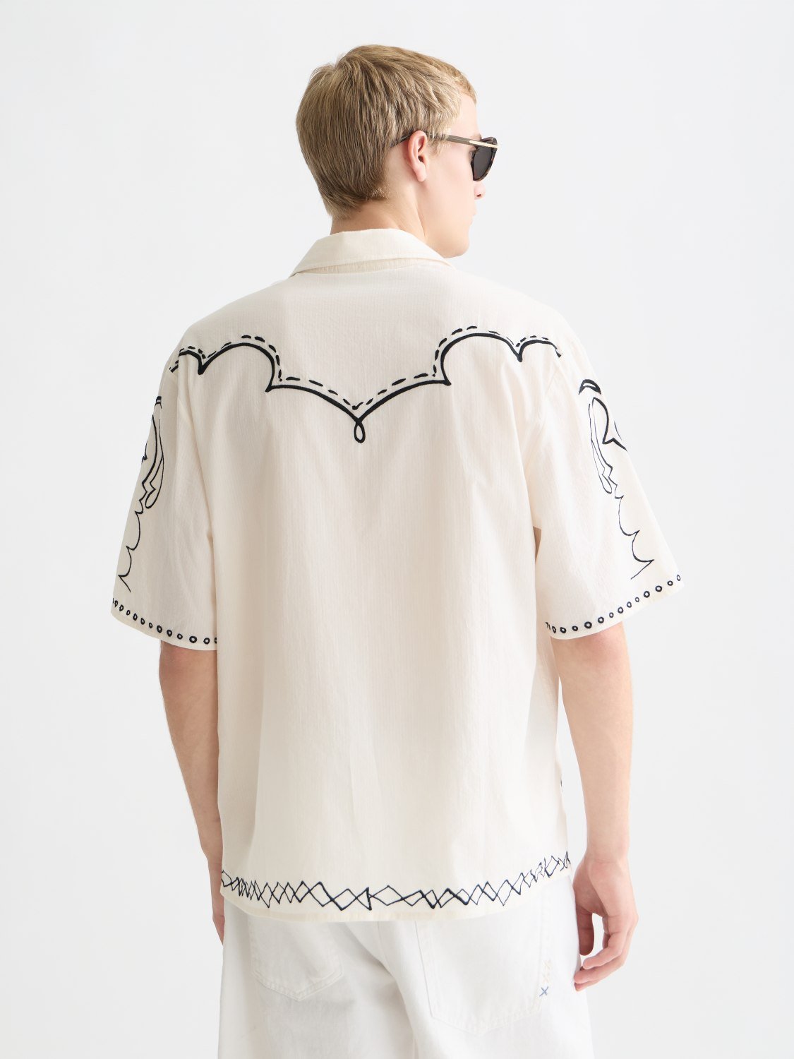 Embroidered Seersucker Relaxedfit Shortsleeved Shirt - Scotch & Soda South Africa