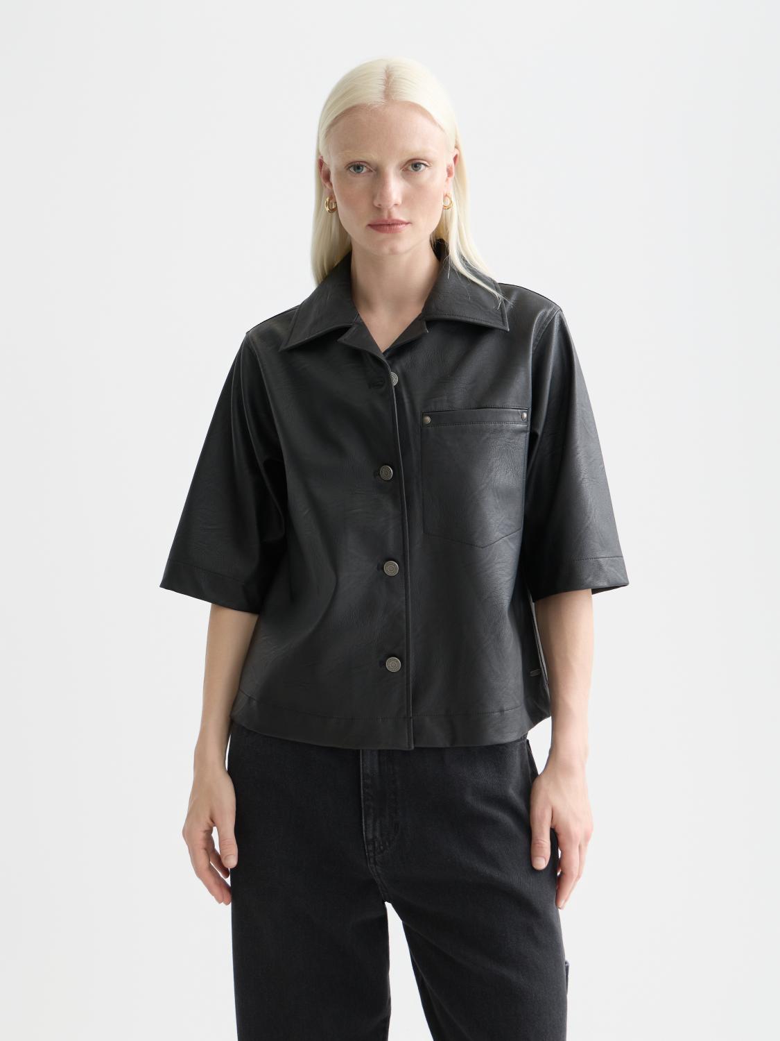 Faux Leather A-Line Sleeve Shirt - Scotch & Soda South Africa