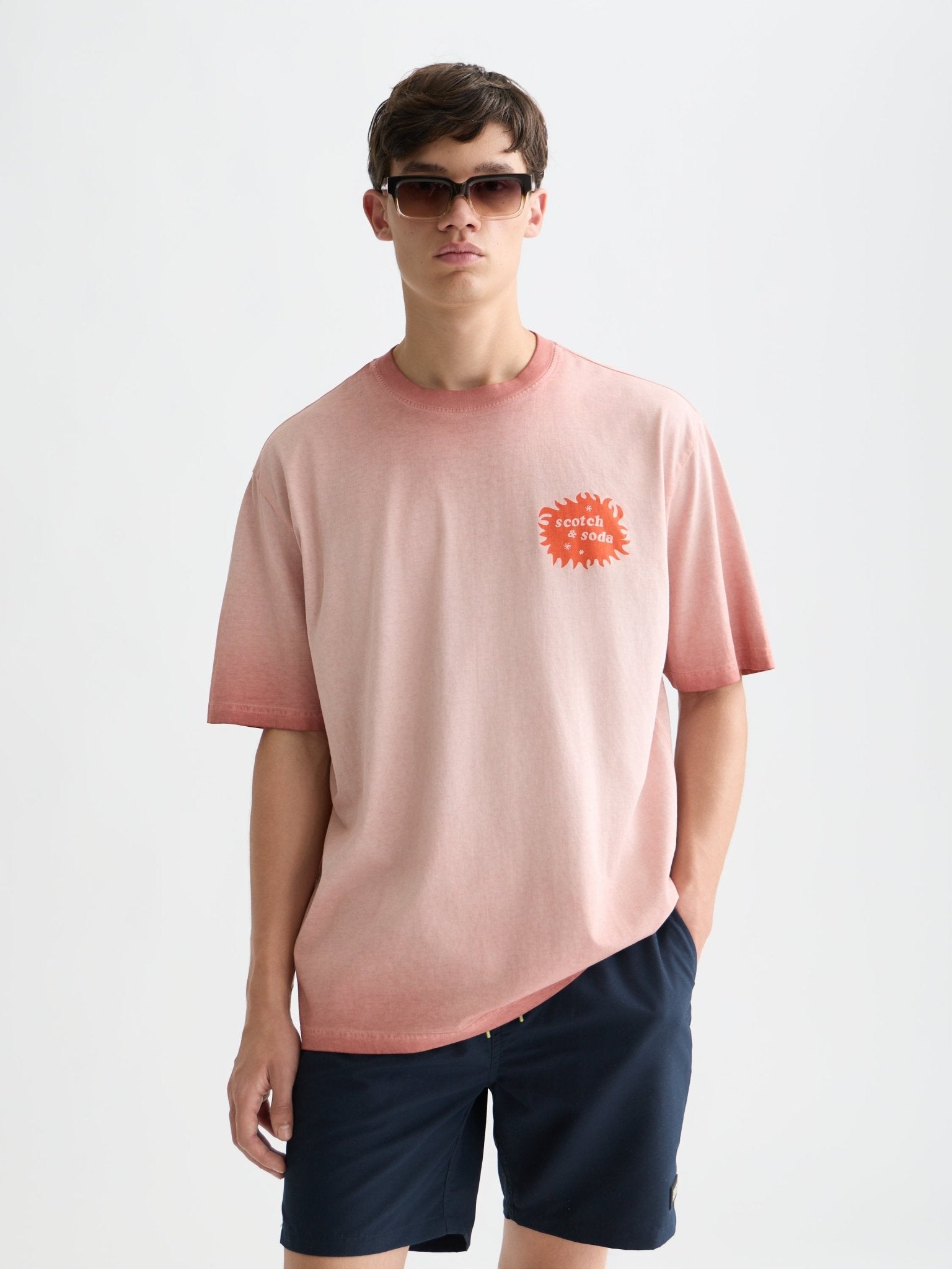 Front And Back Artwork Loose-fit Cold-dyed T-shirt - Scotch & Soda South Africa