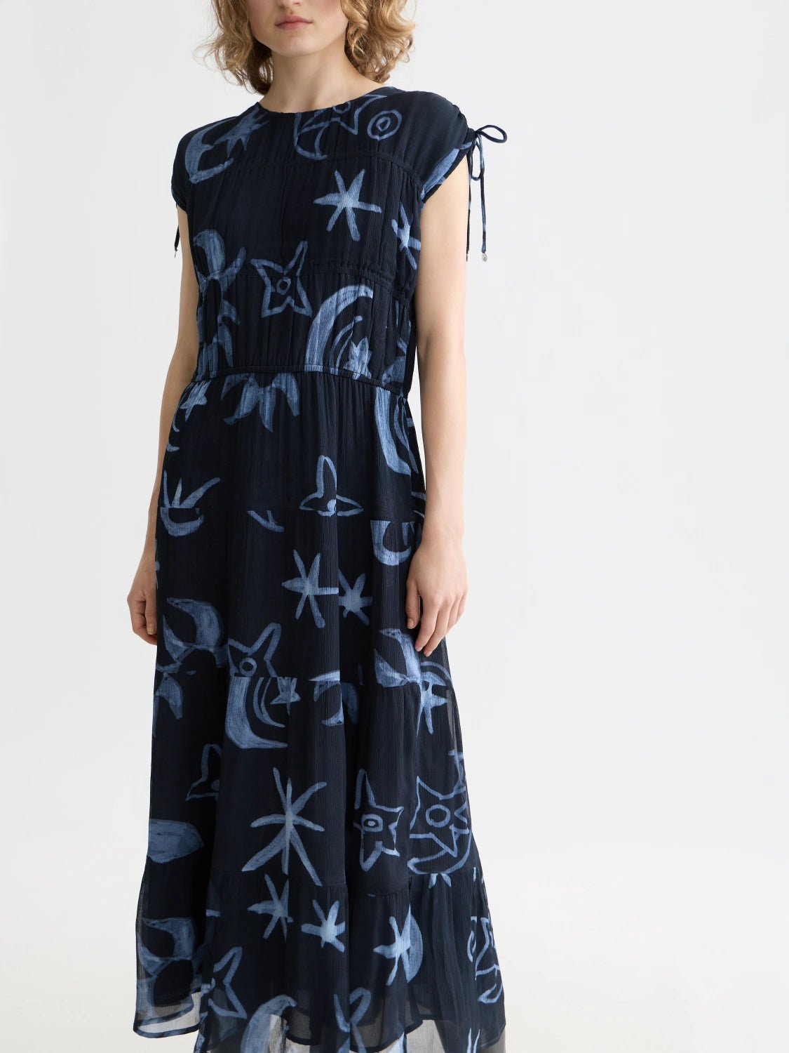 Gathered Midi Dress With Ties - Scotch & Soda South Africa