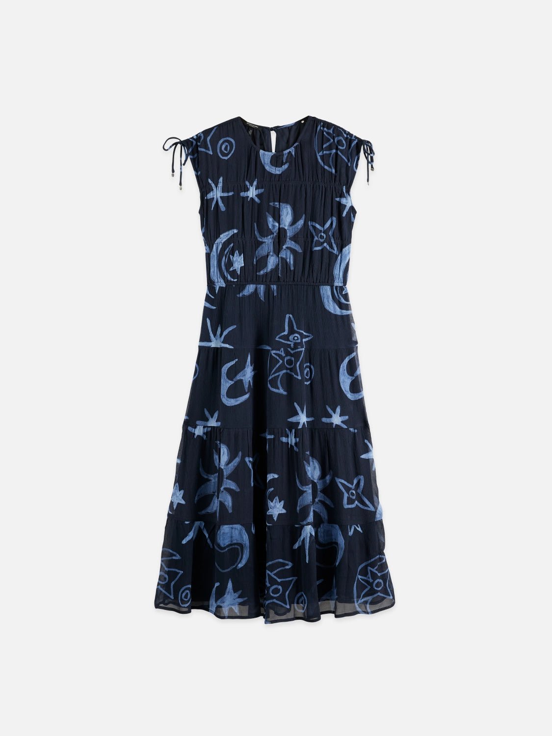 Gathered Midi Dress With Ties - Scotch & Soda South Africa