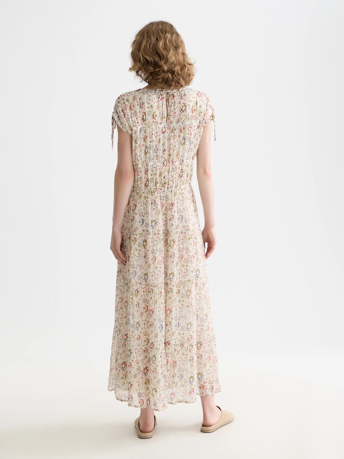 Gathered Midi Dress With Ties - Scotch & Soda South Africa