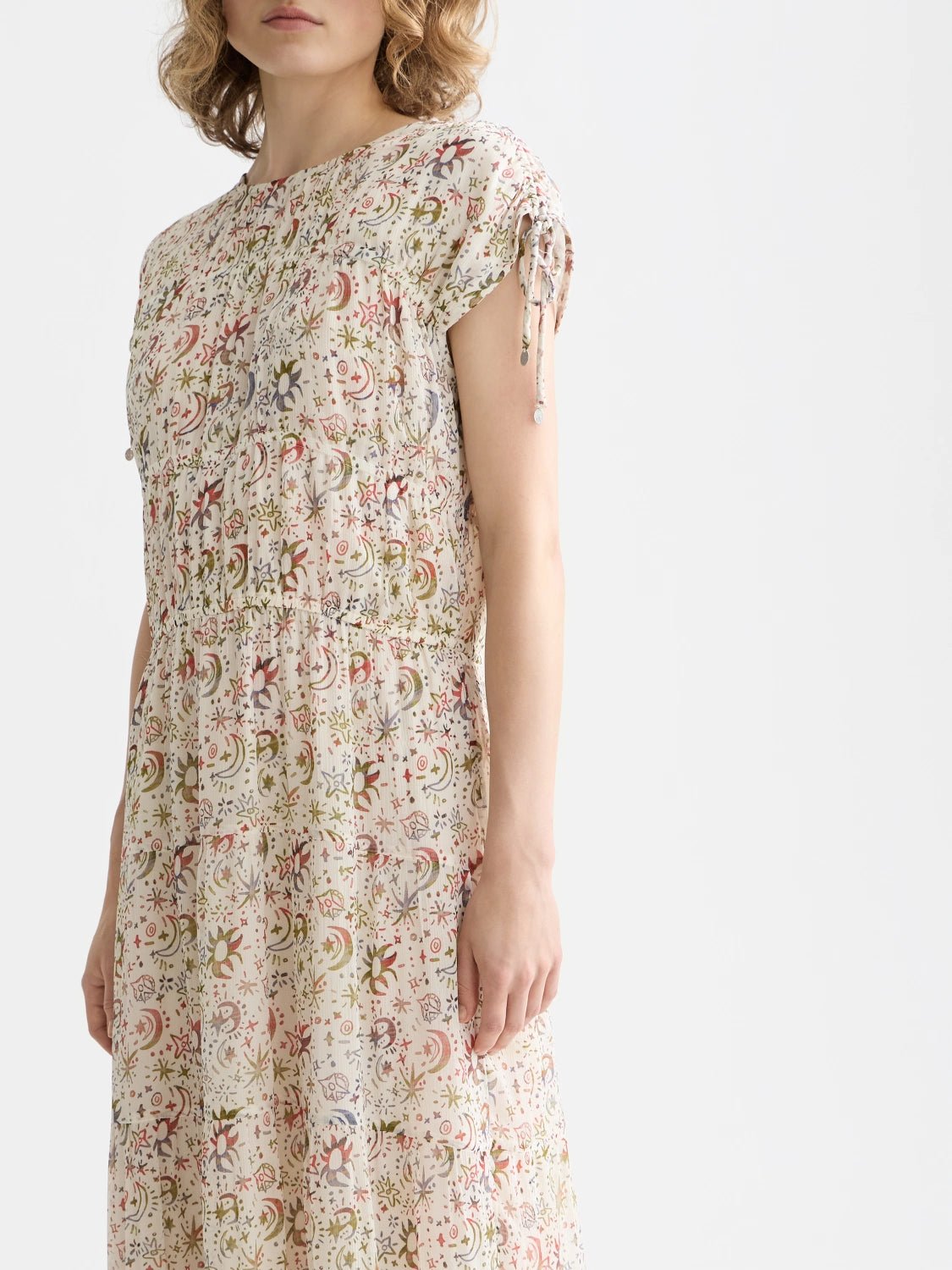 Gathered Midi Dress With Ties - Scotch & Soda South Africa