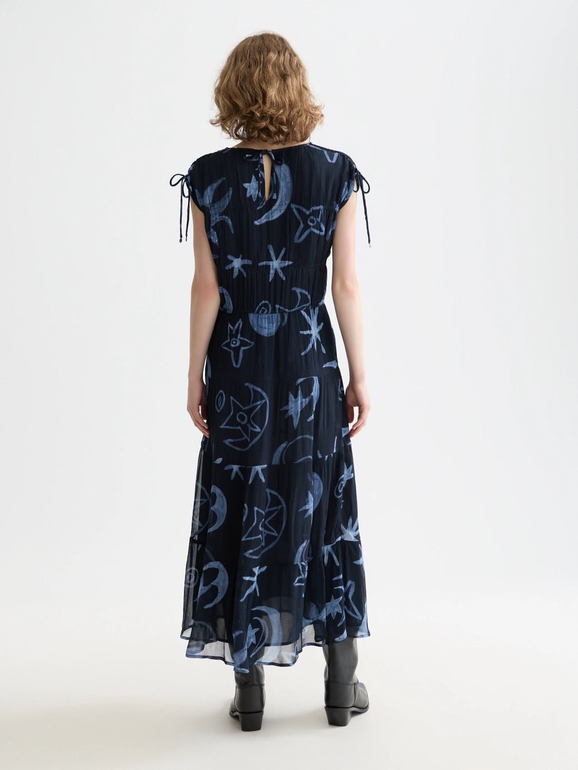Gathered Midi Dress With Ties - Scotch & Soda South Africa