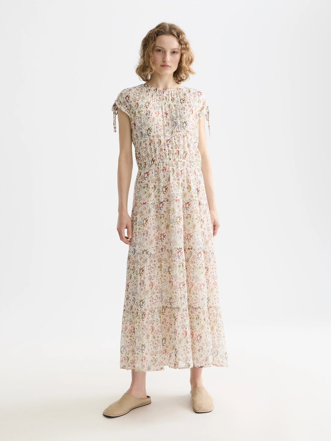 Gathered Midi Dress With Ties - Scotch & Soda South Africa