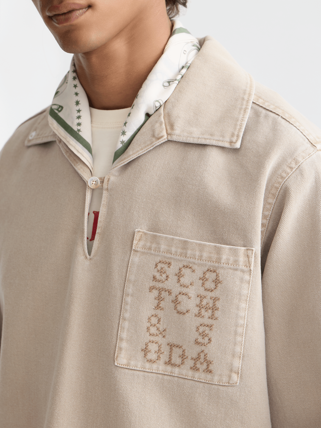 Half Closure Washed Overshirt - Scotch & Soda South Africa
