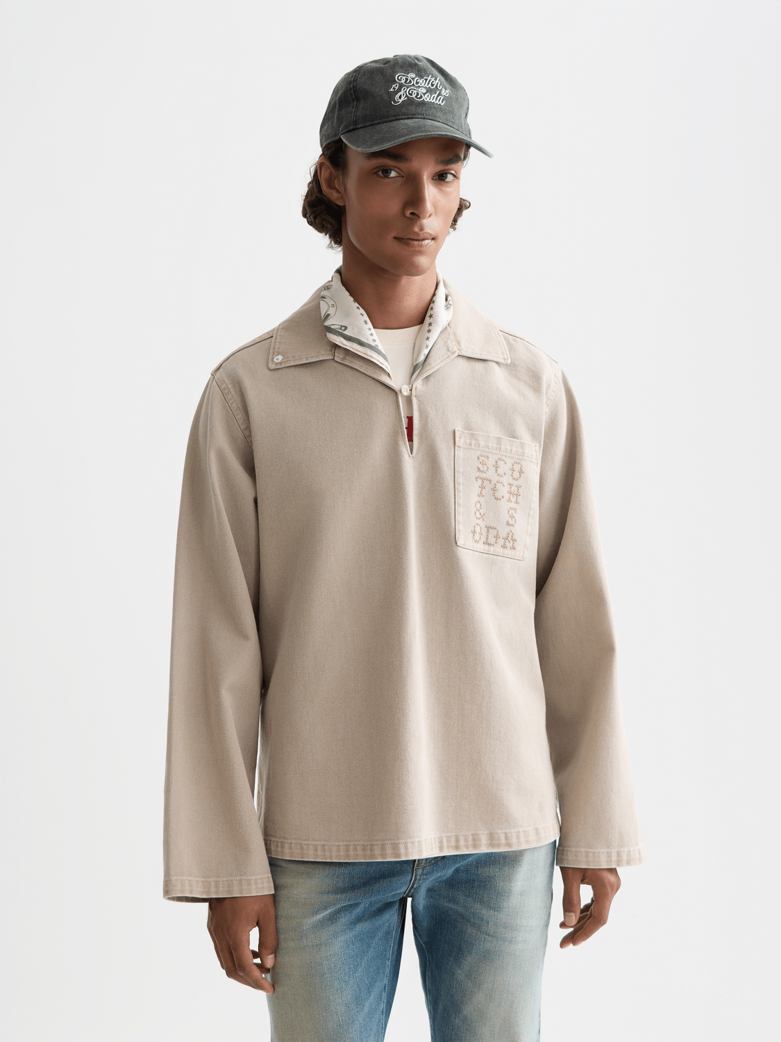 Half Closure Washed Overshirt - Scotch & Soda South Africa