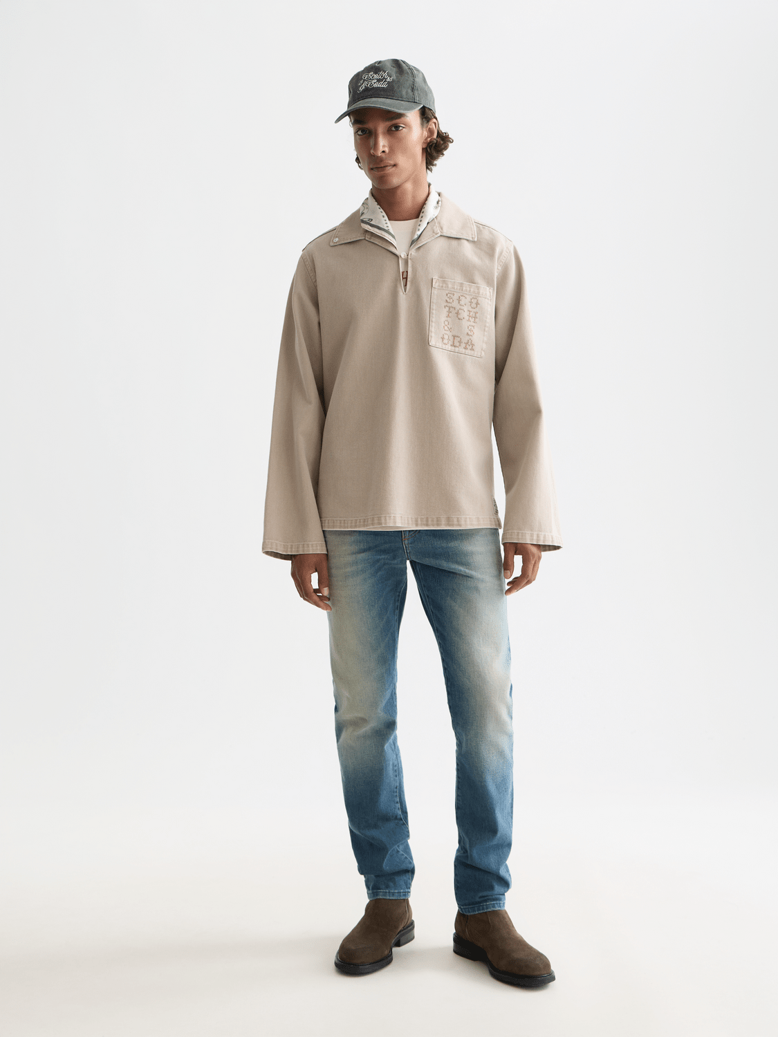 Half Closure Washed Overshirt - Scotch & Soda South Africa