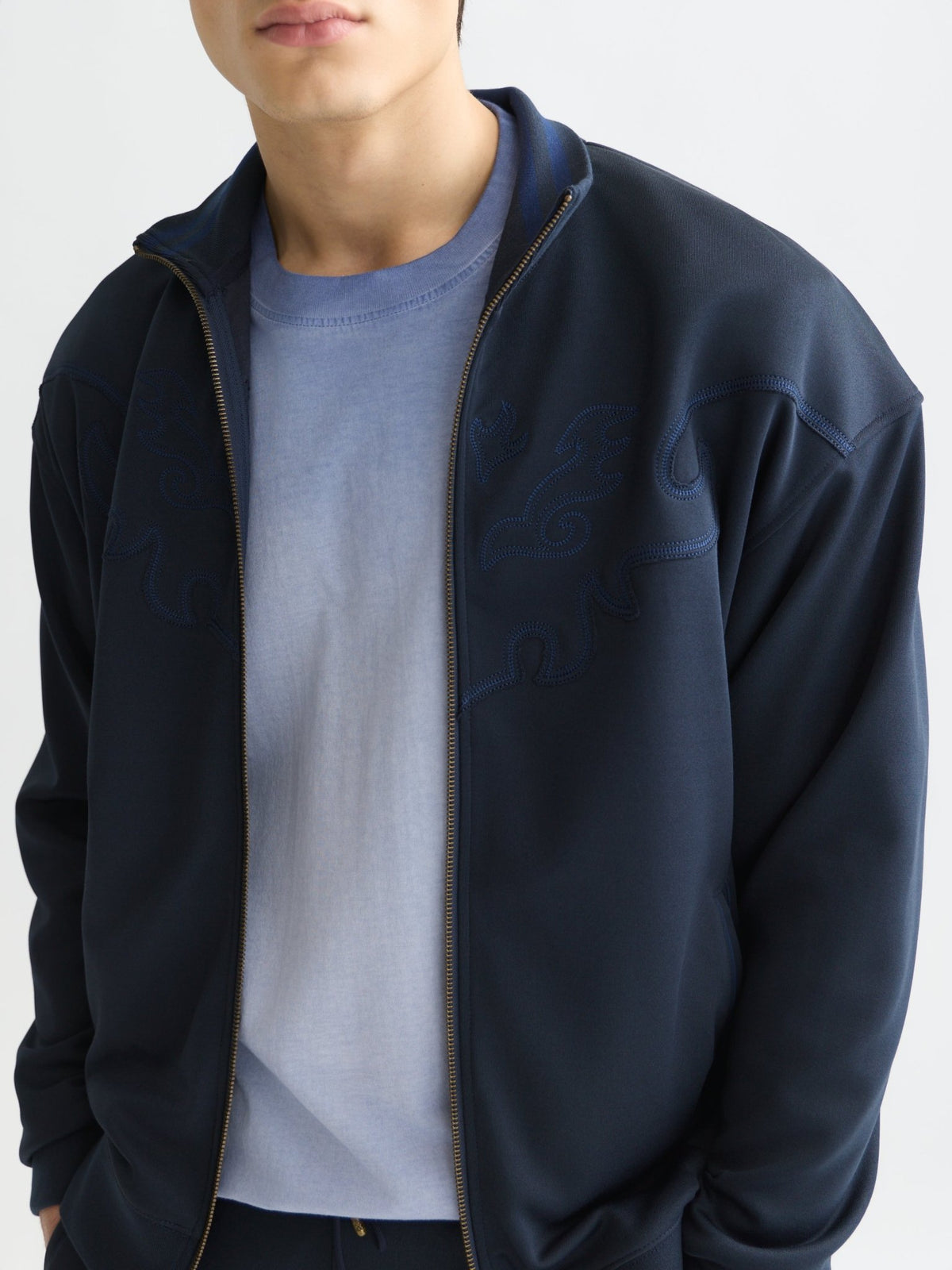 Interlock Embroidered Relaxed Fit Zip-Through Track Top - Scotch & Soda South Africa