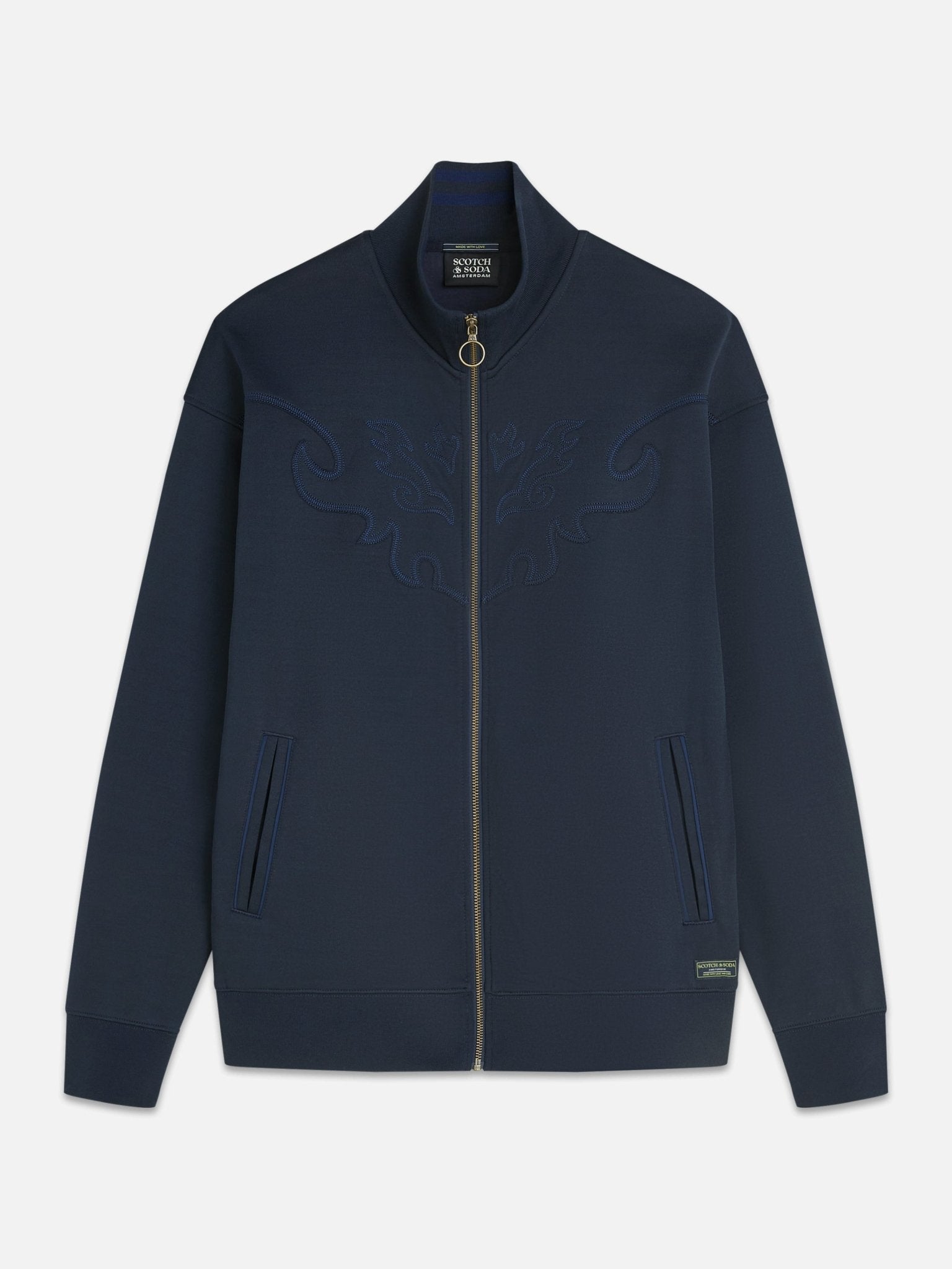 Interlock Embroidered Relaxed Fit Zip-Through Track Top - Scotch & Soda South Africa