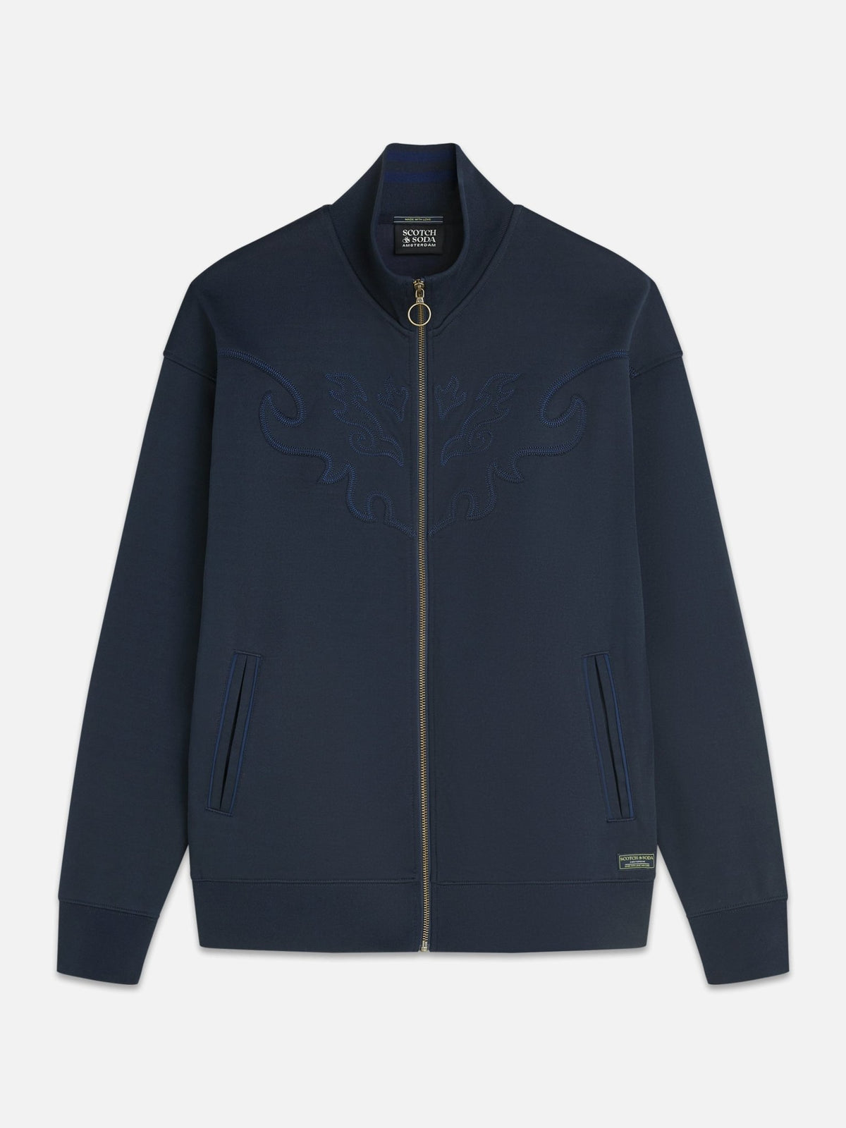 Interlock Embroidered Relaxed Fit Zip-Through Track Top - Scotch & Soda South Africa