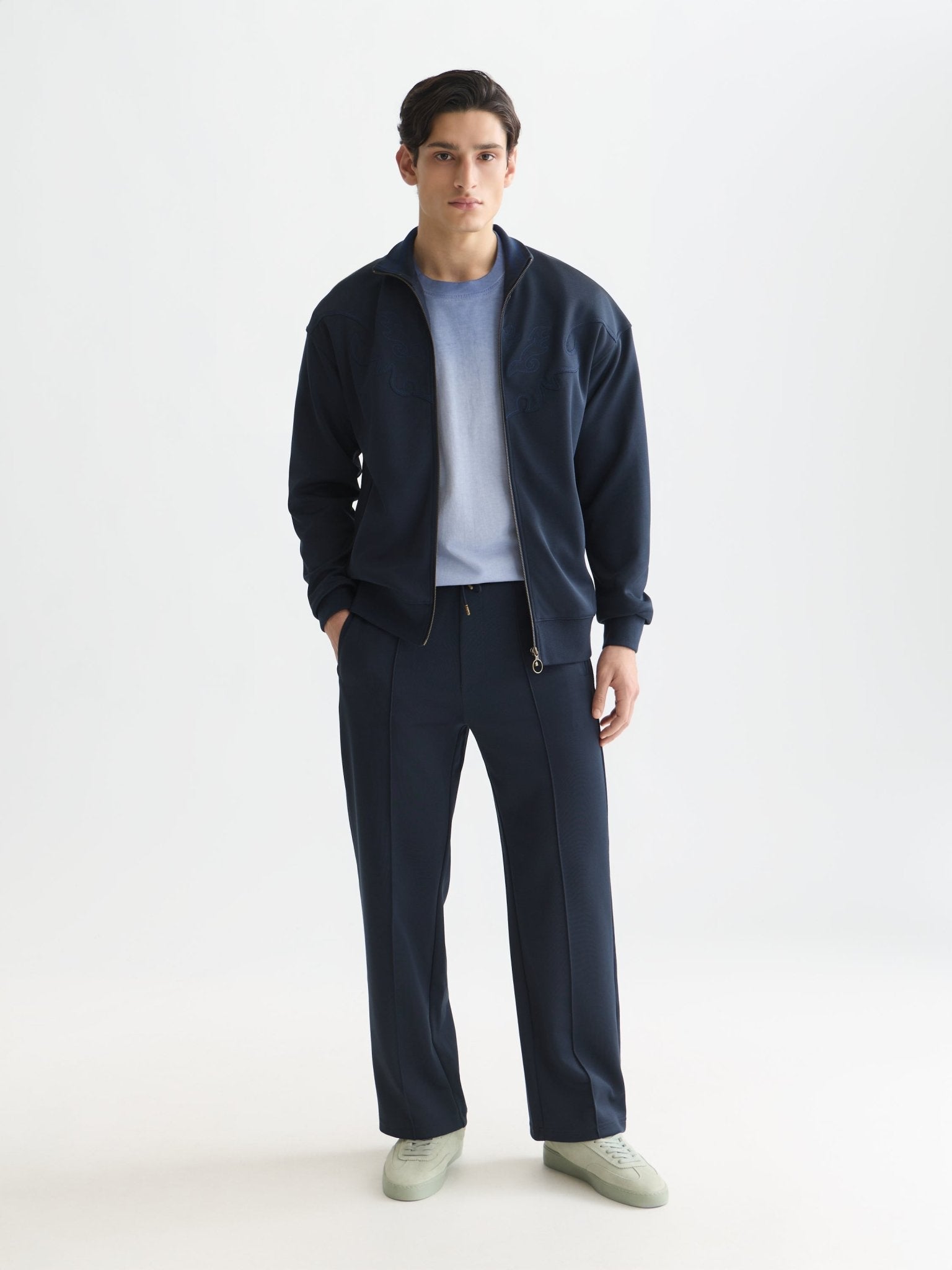 Interlock Embroidered Relaxed Fit Zip-Through Track Top - Scotch & Soda South Africa