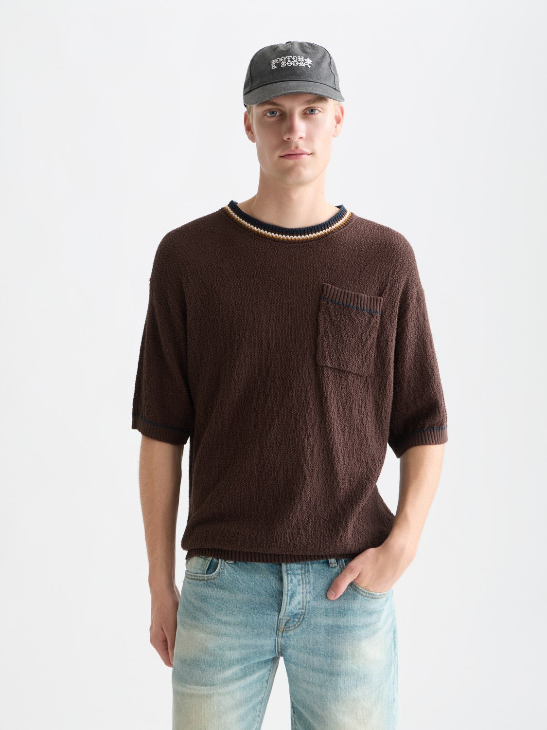 Knitted Cotton Linenblend Relaxedfit Tshirt - Scotch & Soda South Africa