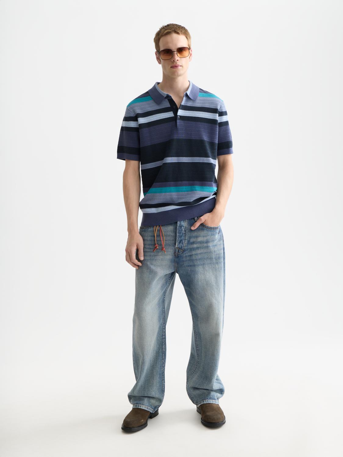 Knitted Striped Regular-Fit Polo - Scotch & Soda South Africa