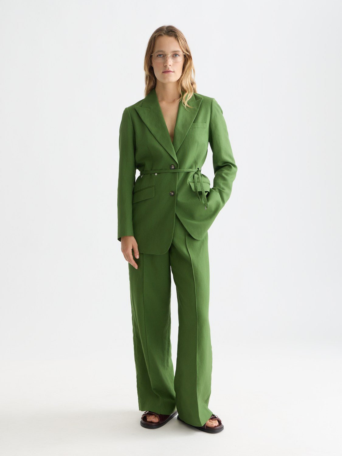 Linen Blend Blazer With Charm Belt - Scotch & Soda South Africa