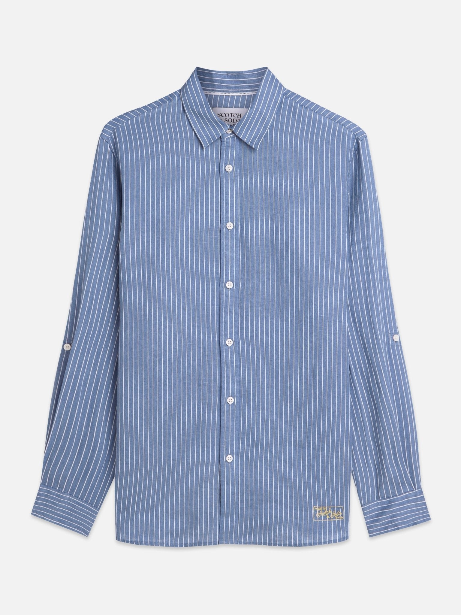 Linen Striped Regular Fit Shirt - Scotch & Soda South Africa