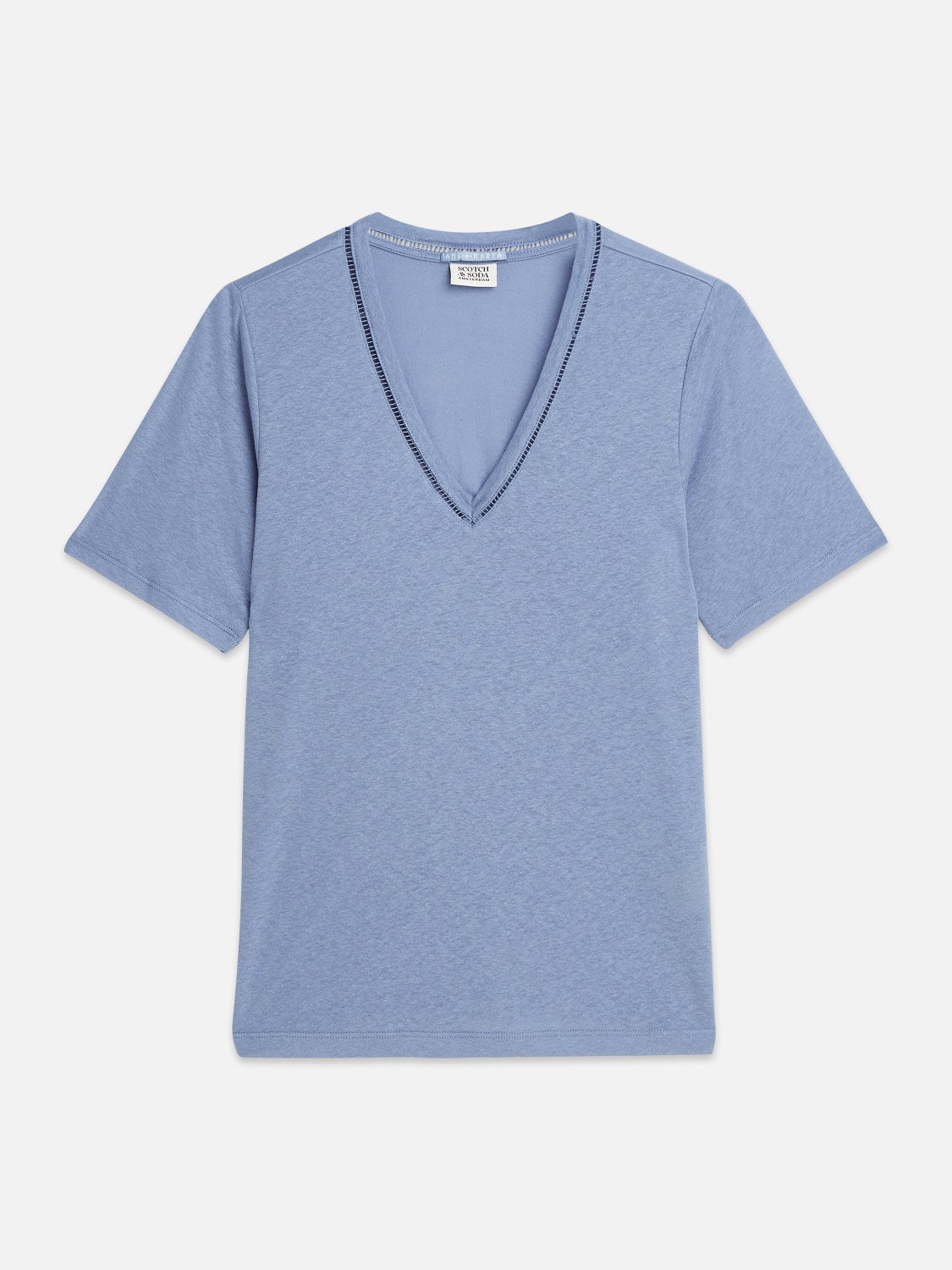 Linen V-Neck T-Shirt - Scotch & Soda South Africa