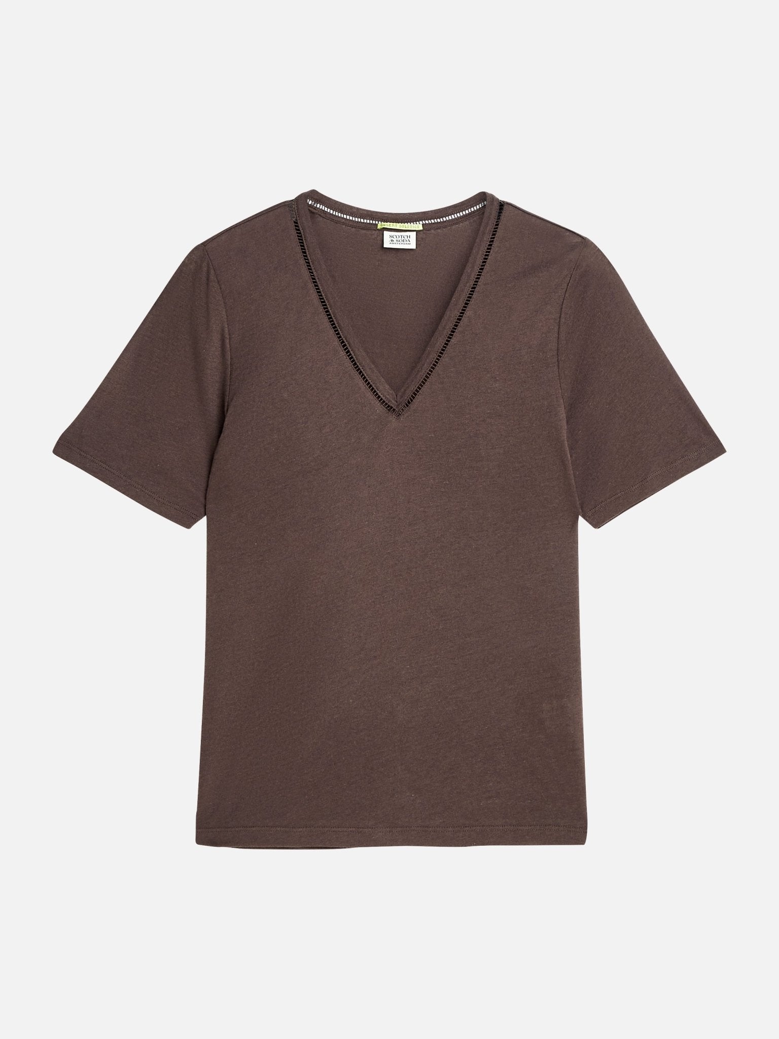 Linen V-Neck T-Shirt - Scotch & Soda South Africa