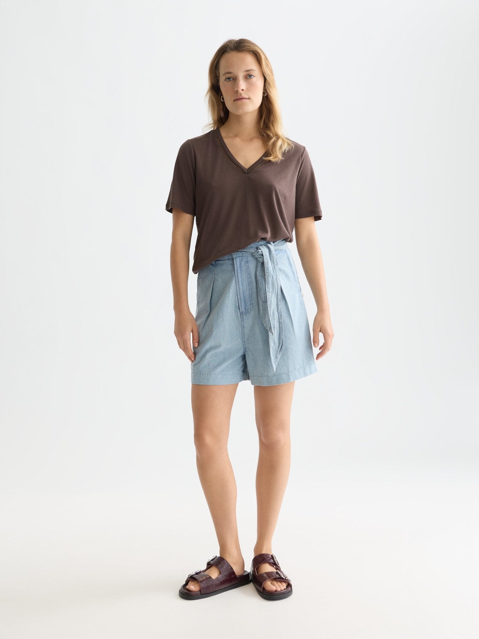 Linen V-Neck T-Shirt - Scotch & Soda South Africa