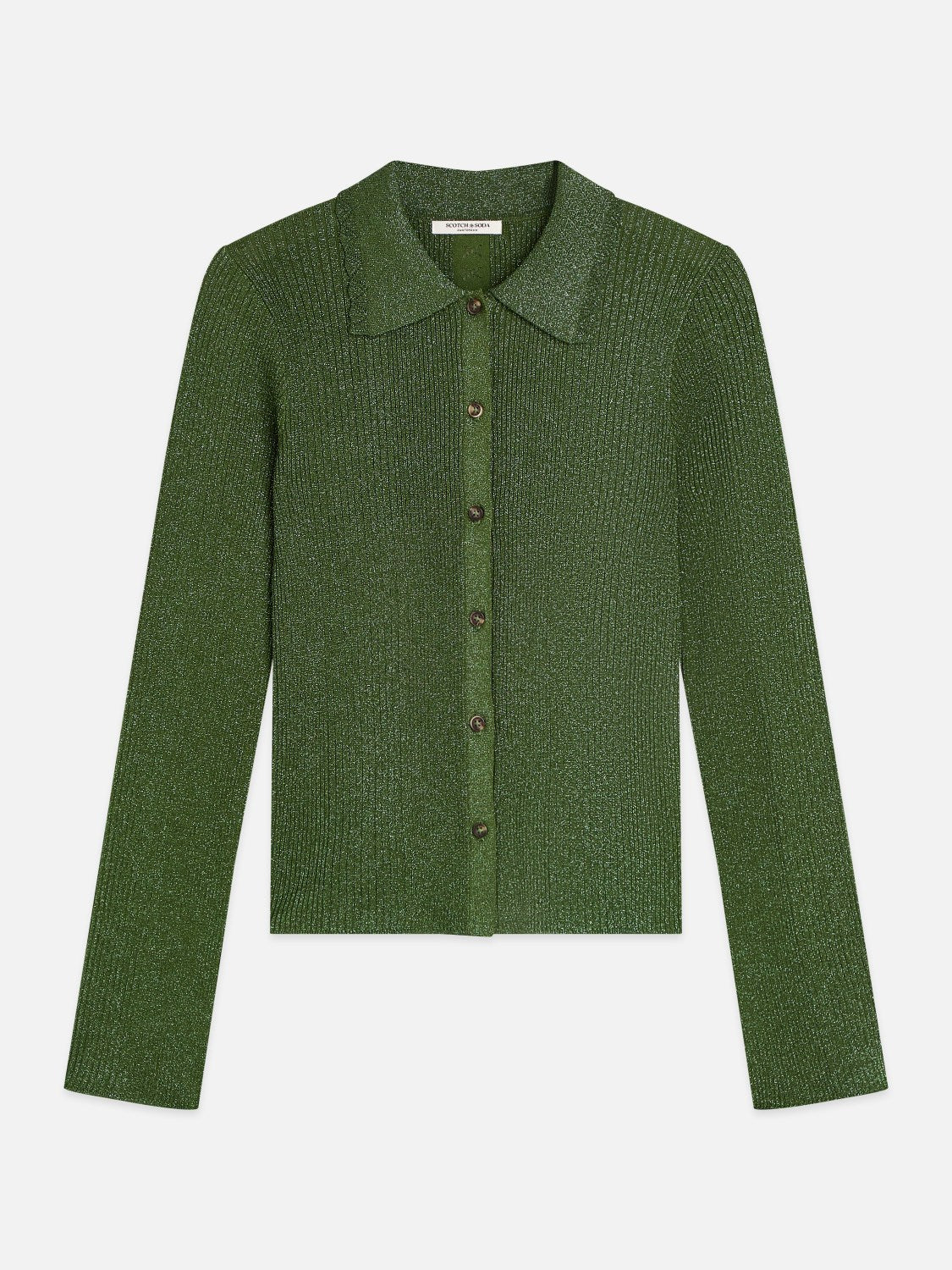 Metallic Ribbed Collared Cardigan - Scotch & Soda South Africa