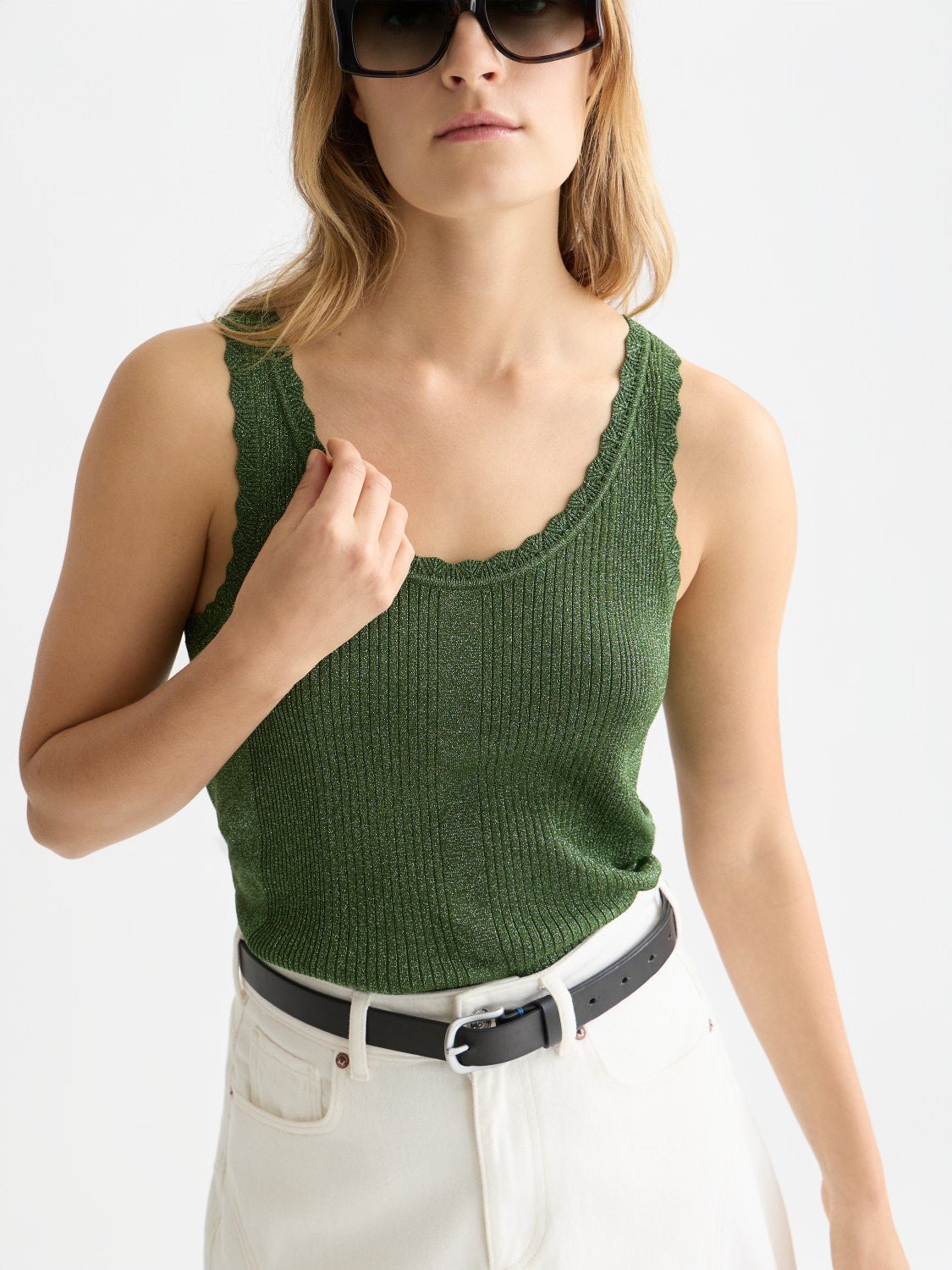 Metallic Ribbed Knitted Tank - Scotch & Soda South Africa