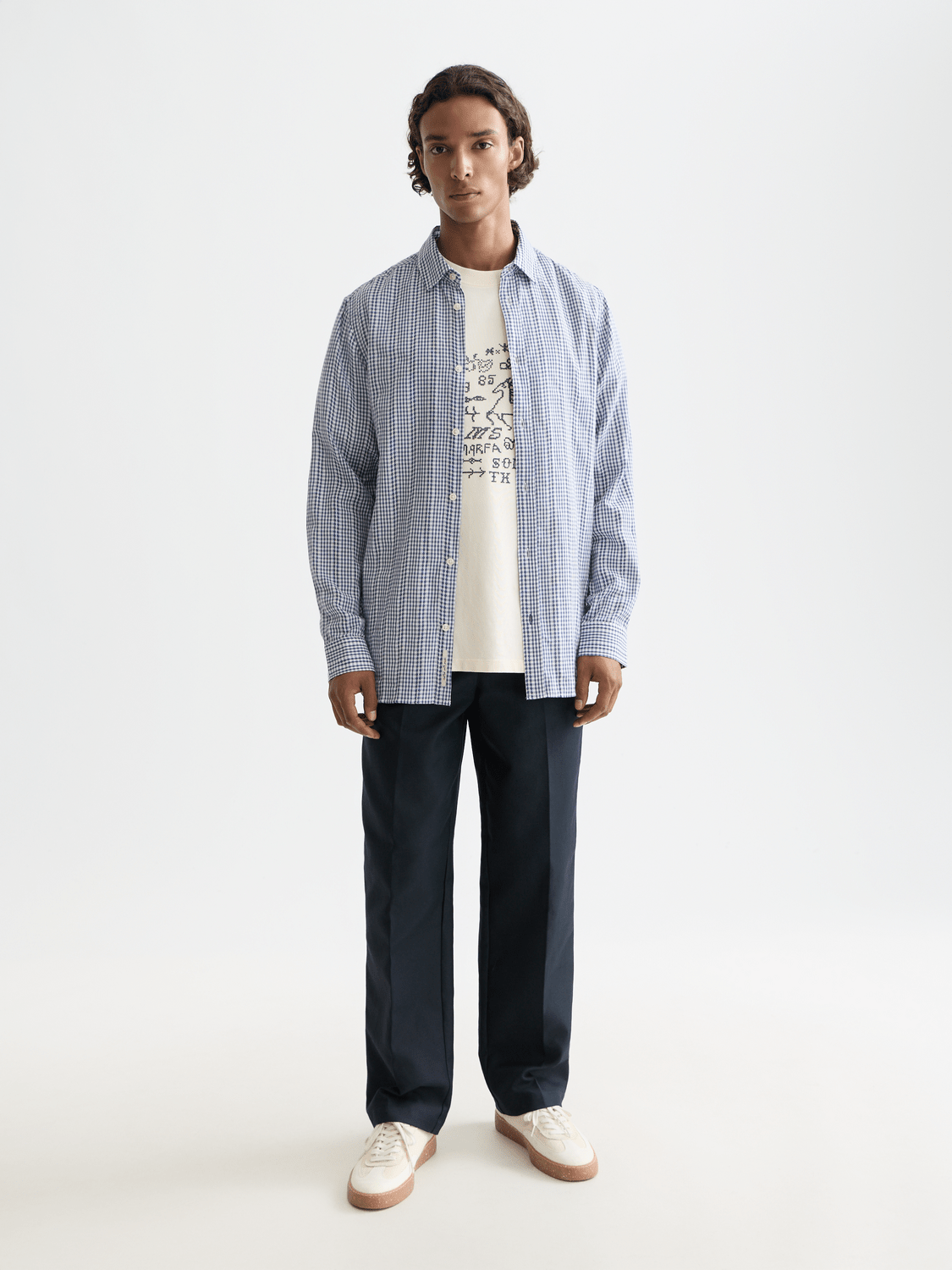 Microcheck Cotton Poplin Shirt - Scotch & Soda South Africa