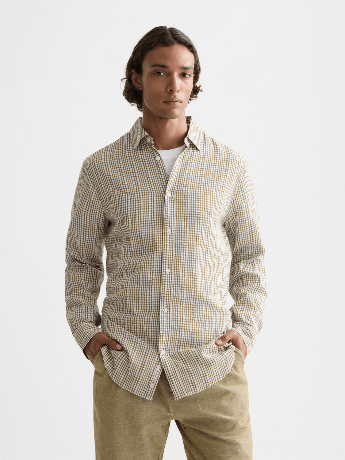 Microcheck Cotton Poplin Shirt - Scotch & Soda South Africa