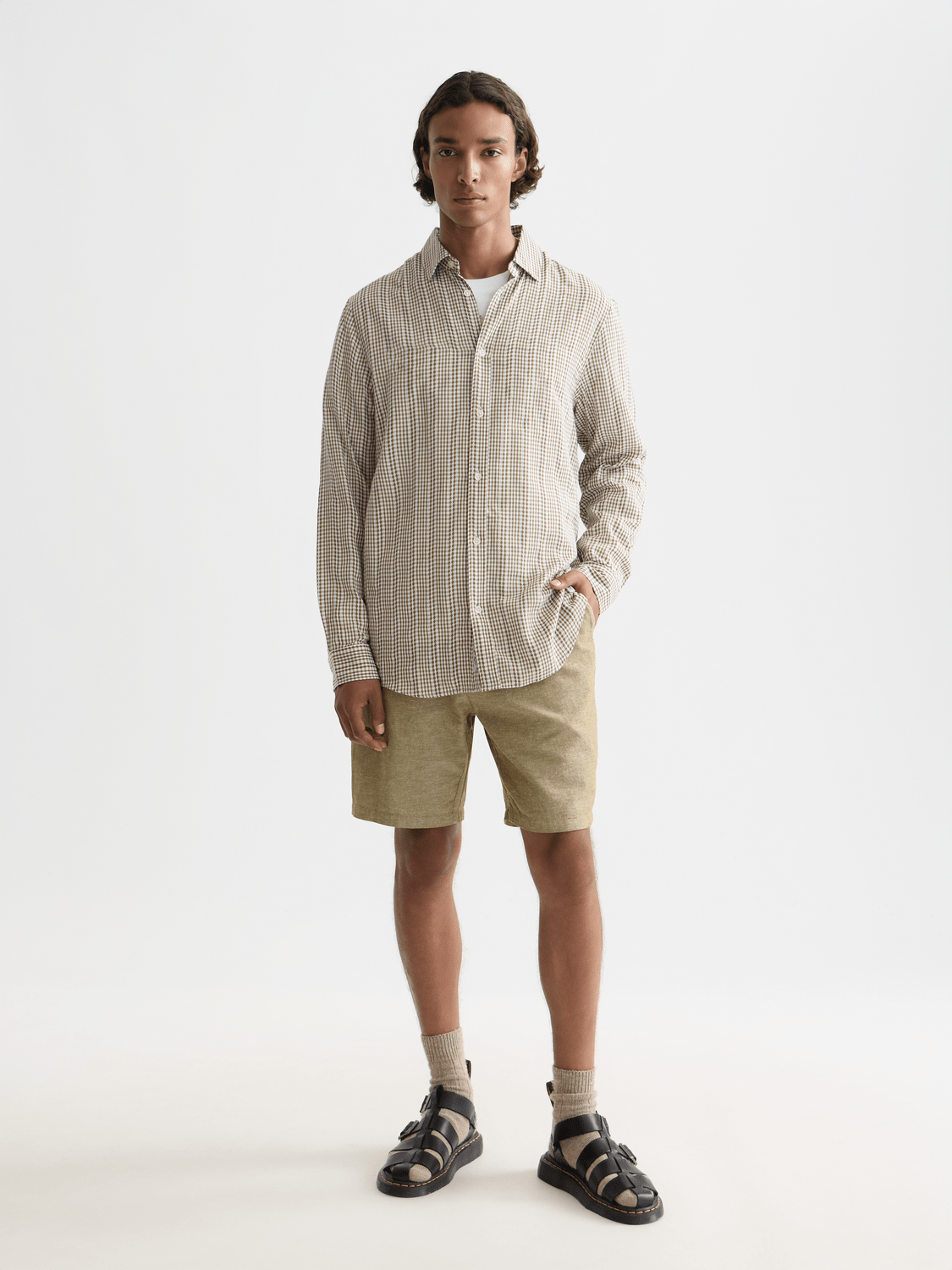 Microcheck Cotton Poplin Shirt - Scotch & Soda South Africa