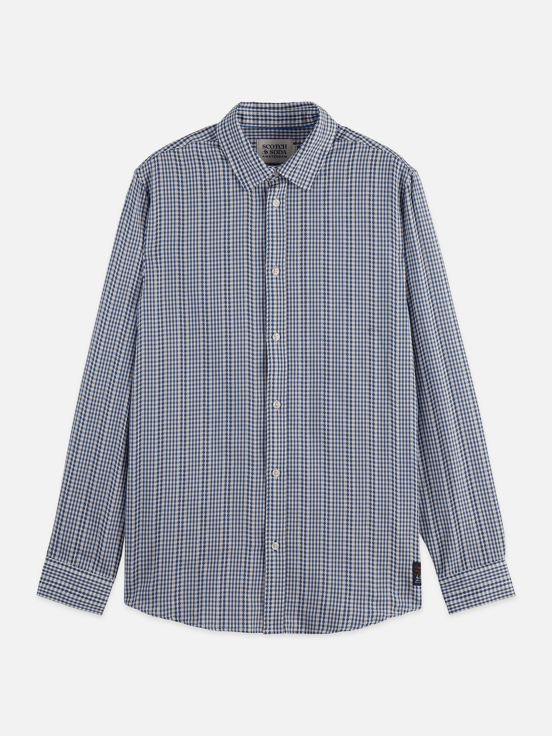 Microcheck Cotton Poplin Shirt - Scotch & Soda South Africa