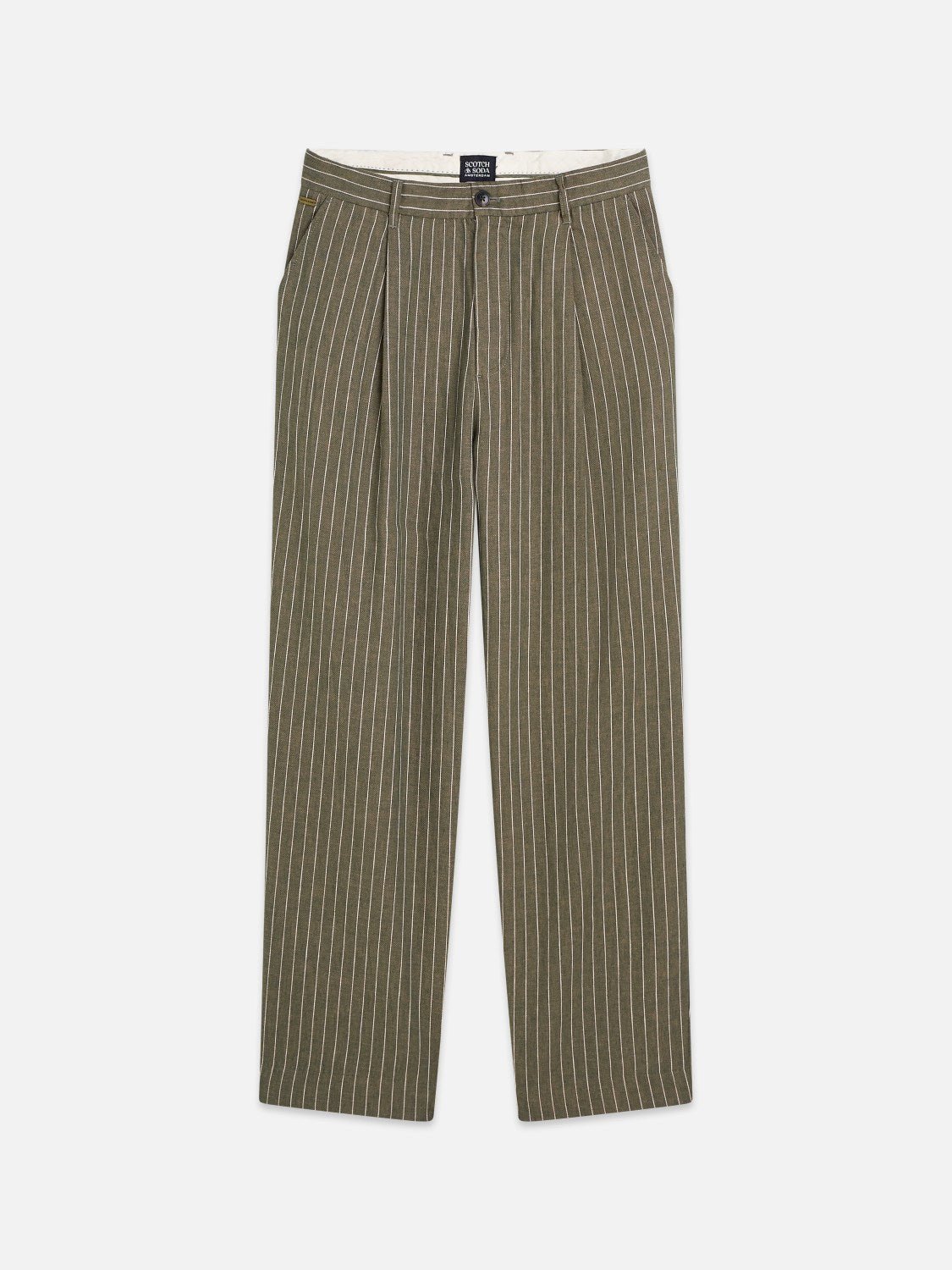 Pleated Pinstriped Cottonlinen Loose Straightfit Chino - Scotch & Soda South Africa